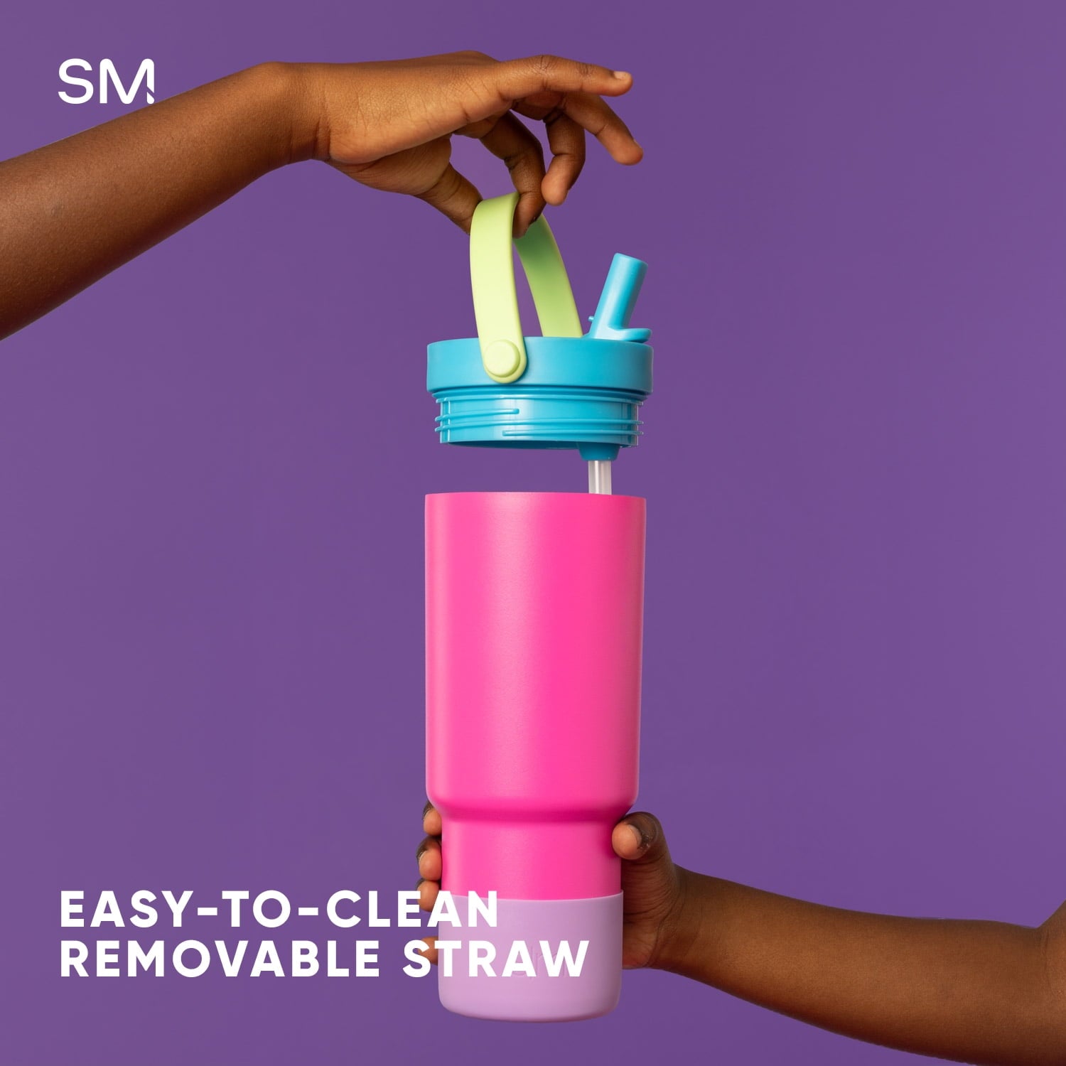 Simple Modern 24 fl oz Insulated Stainless Steel Trek Pivot Tumbler with Straw Lid and Top Handle|Cotton Candy Tie Dye 9D36