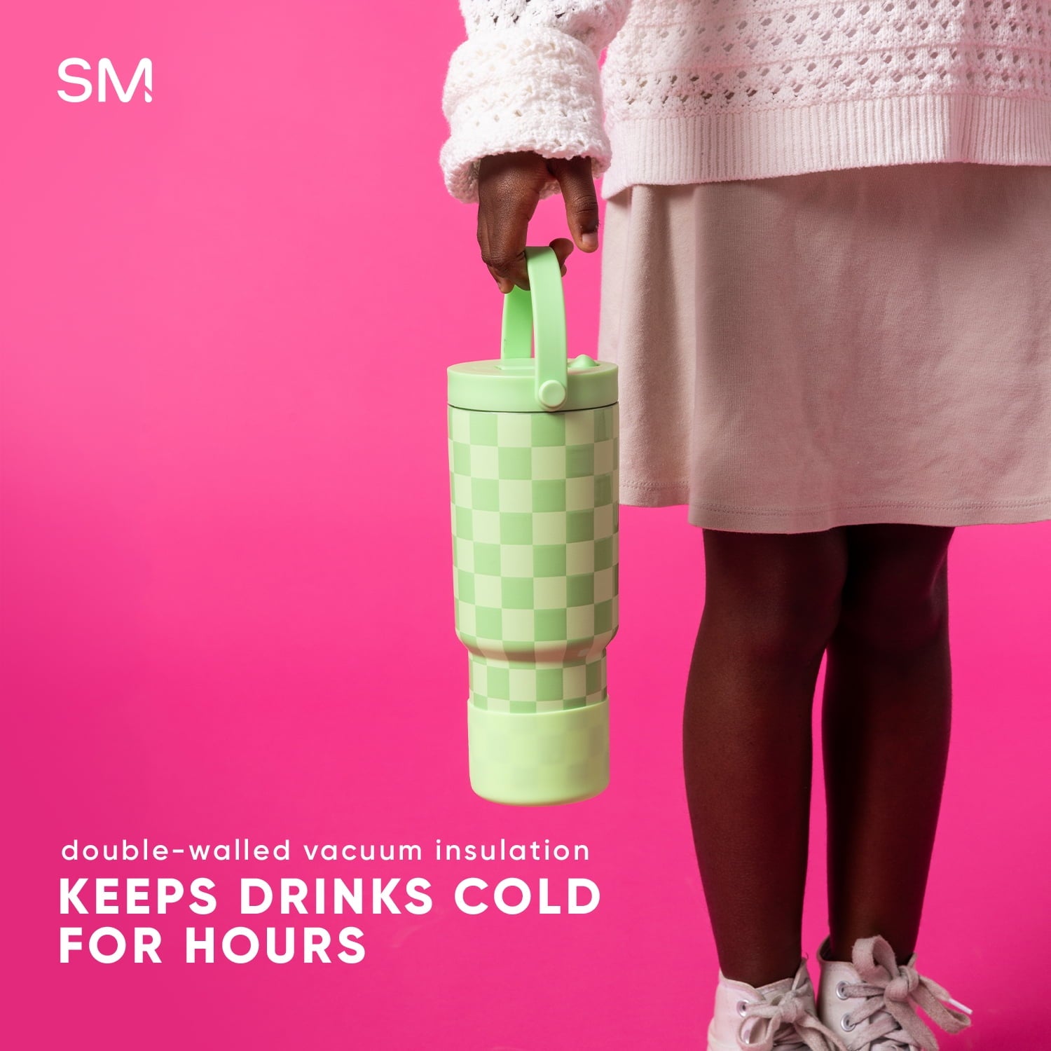 Simple Modern 24 fl oz Insulated Stainless Steel Trek Pivot Tumbler with Straw Lid and Top Handle|Cotton Candy Tie Dye 9D36