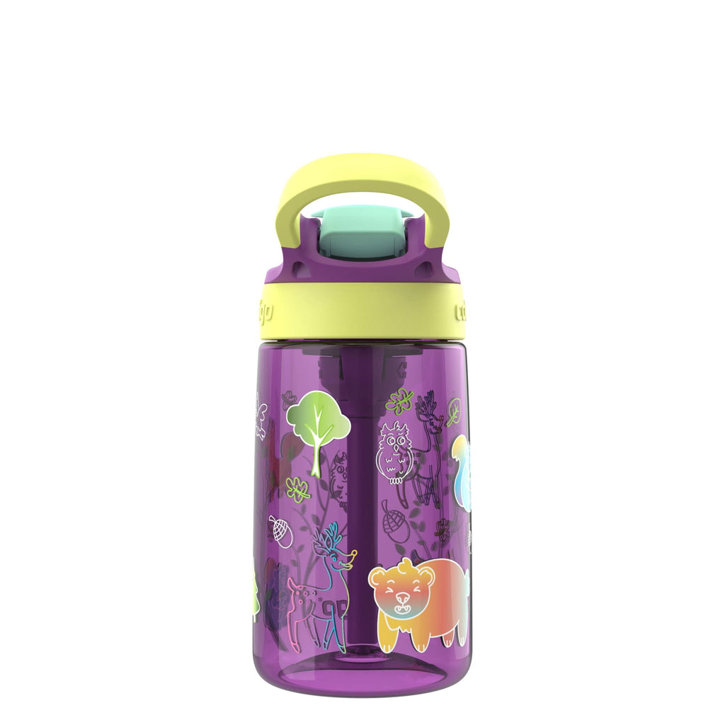 Contigo Kids Water Bottle with Redesigned AUTOSPOUT Straw, 14 oz, Grape Forest Haven M6A1
