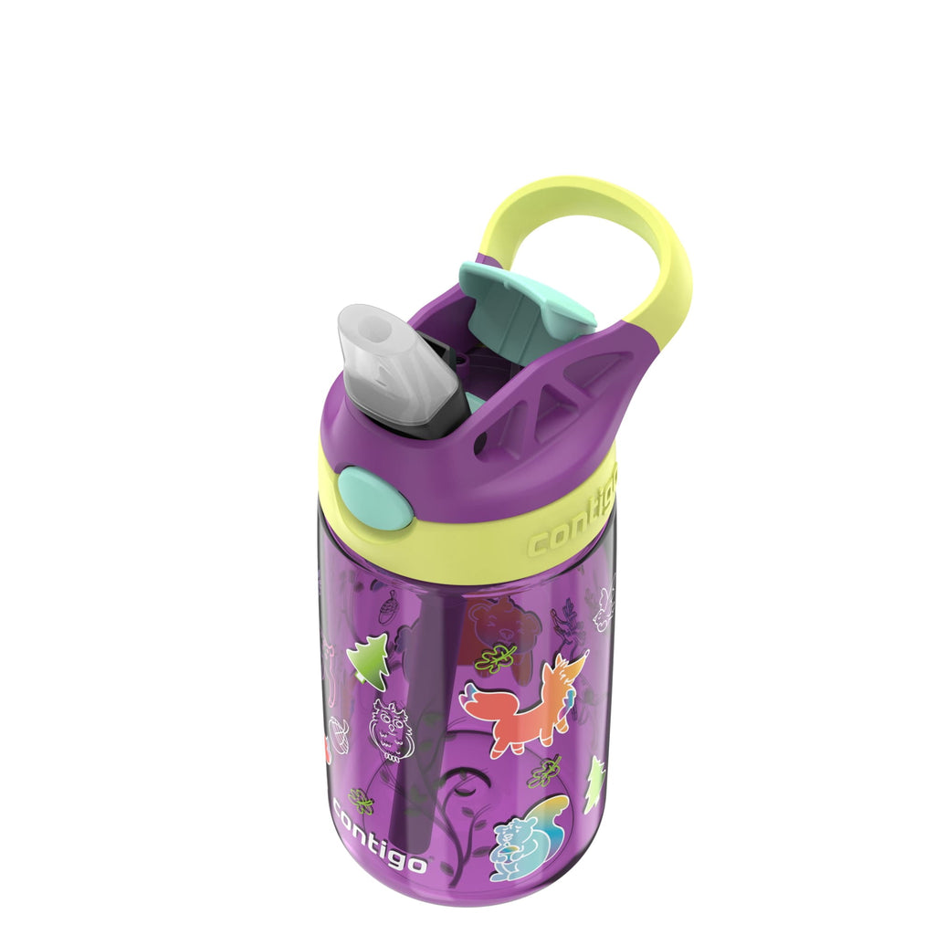 Contigo Kids Water Bottle with Redesigned AUTOSPOUT Straw, 14 oz, Grape Forest Haven M6A1