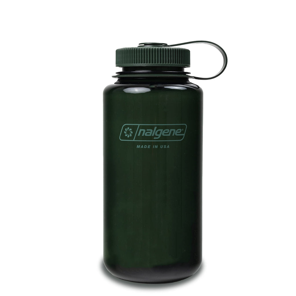 Nalgene Monochrome BPA-Free Recycled Reusable Water Bottle for Backpacking, Hiking, Gym - 32 oz Shatterproof Jade NUQZ
