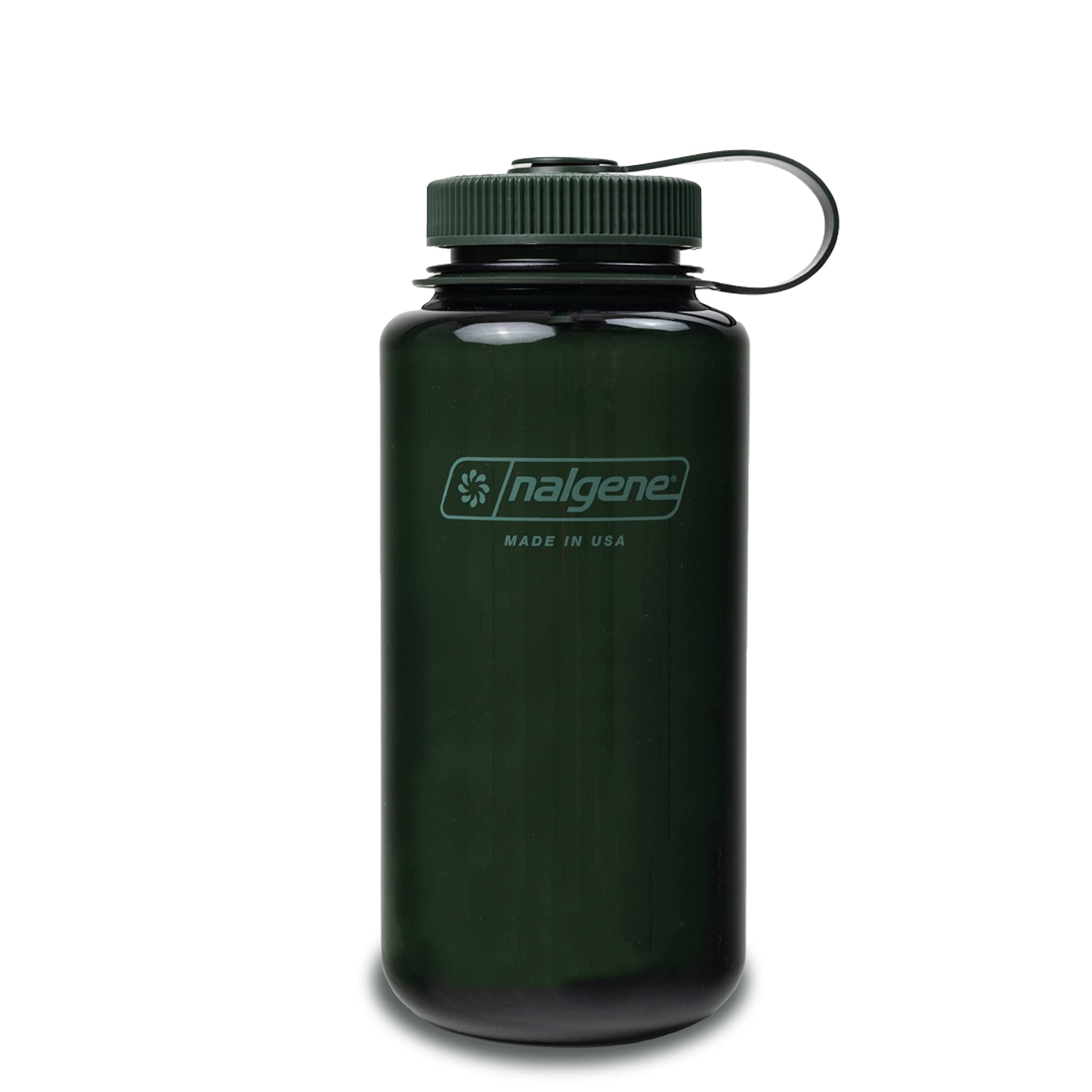 Nalgene Monochrome BPA-Free Recycled Reusable Water Bottle for Backpacking, Hiking, Gym - 32 oz Shatterproof Jade NUQZ