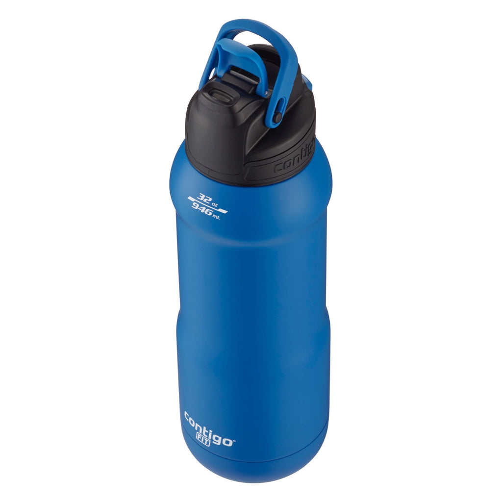 Contigo Fit Stainless Steel AUTOSPOUT Water Bottle with Straw, Blue Amp, 32 fl oz. C5KQ