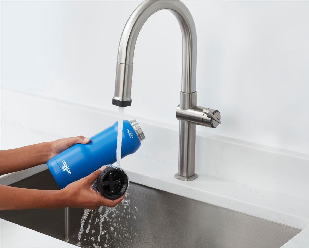 Contigo Fit Stainless Steel AUTOSPOUT Water Bottle with Straw, Blue Amp, 32 fl oz. C5KQ