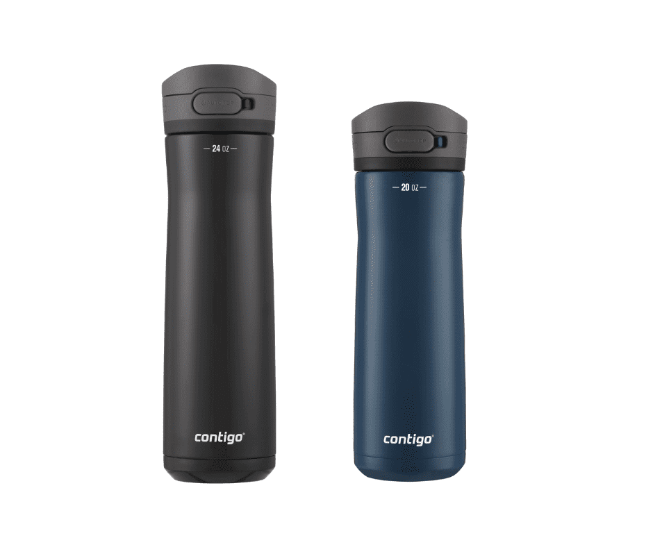 Contigo Jackson Chill Bundle 2 Water Bottles Black 24oz and Blueberry 20oz with Autopop Lid AQCL