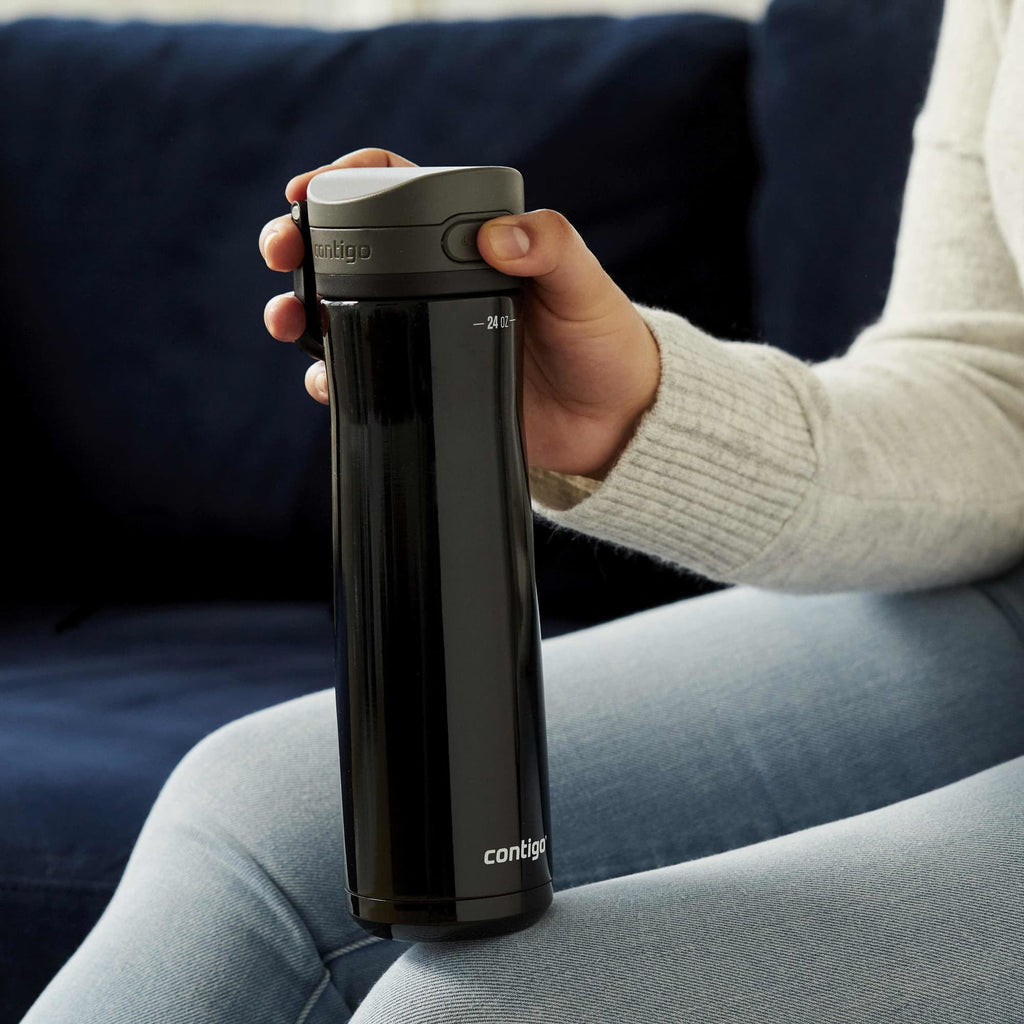 Contigo Jackson Chill Bundle 2 Water Bottles Black 24oz and Blueberry 20oz with Autopop Lid AQCL