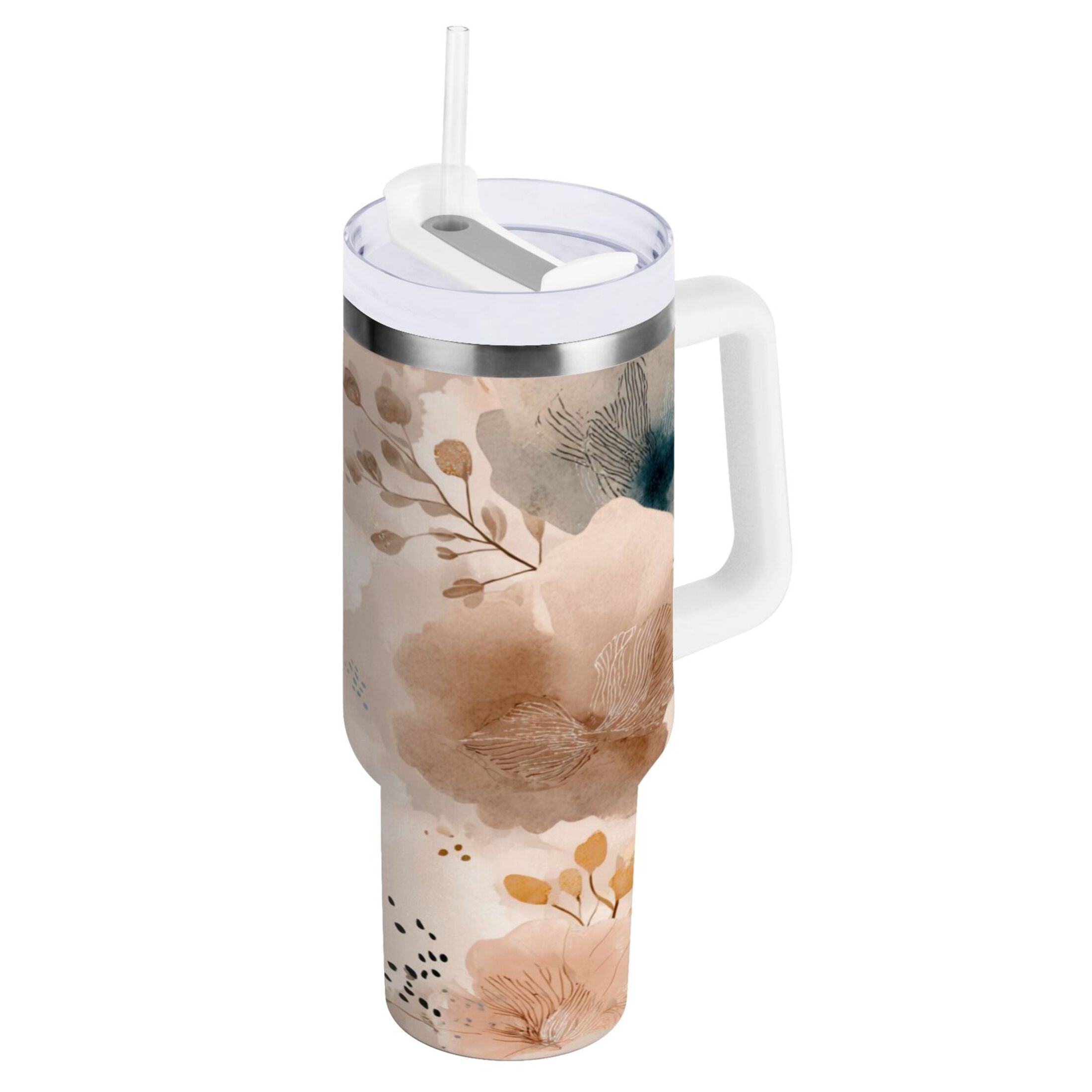 30 oz Insulated Stainless Steel Tumbler Double Wall Stainless Steel Tumbler with 2-Way Drinking Hazy Ethereal Flowers 9Z8W