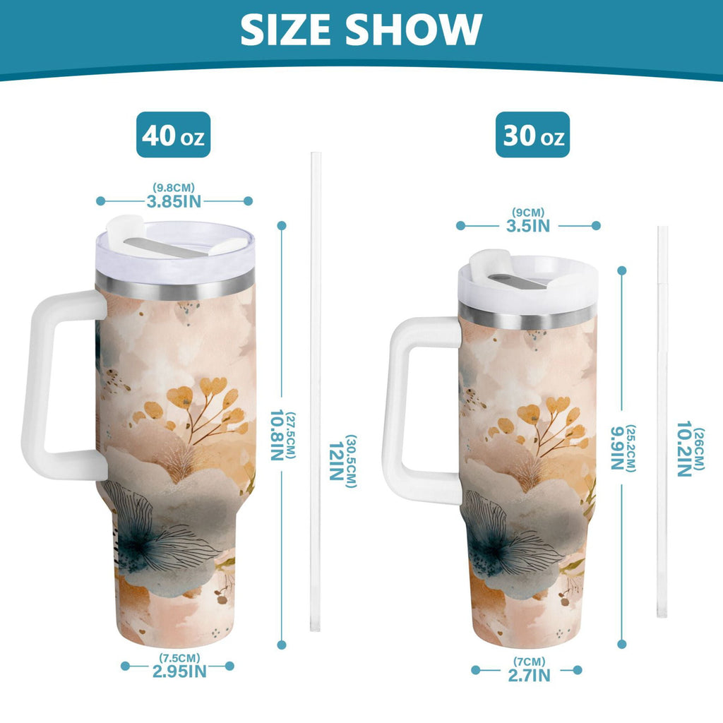 30 oz Insulated Stainless Steel Tumbler Double Wall Stainless Steel Tumbler with 2-Way Drinking Hazy Ethereal Flowers 9Z8W