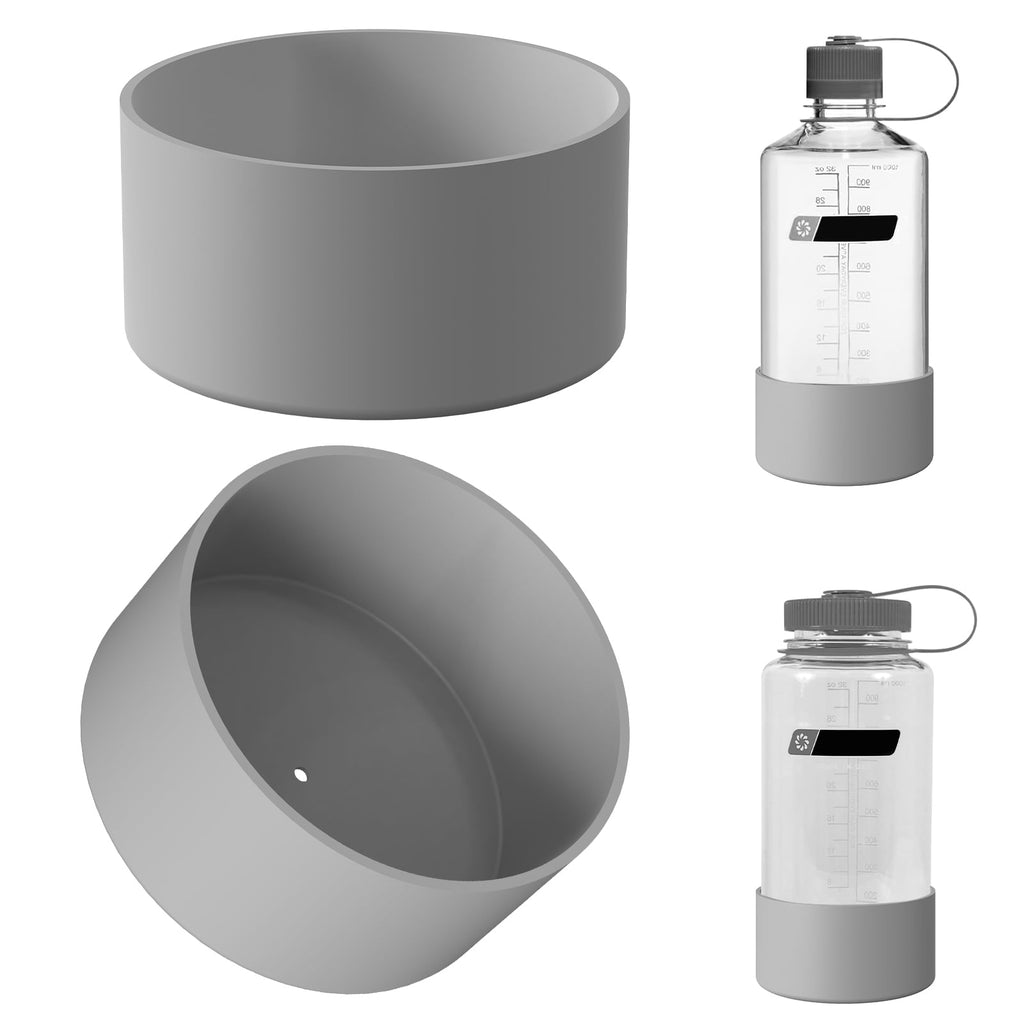 Linkidea 2 Pack Water Bottle Boot Compatible with Nalgene Sustain Wide Mouth 32oz/48oz, Narrow Mouth 32oz, Silicone Anti-Slip Bottle Bottom Bumper Protector (Grey) QT73