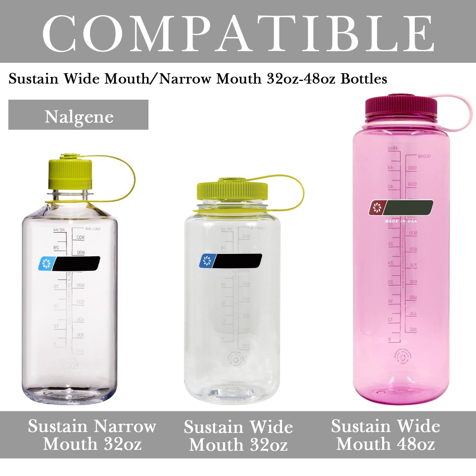 Linkidea 2 Pack Water Bottle Boot Compatible with Nalgene Sustain Wide Mouth 32oz/48oz, Narrow Mouth 32oz, Silicone Anti-Slip Bottle Bottom Bumper Protector (Grey) QT73