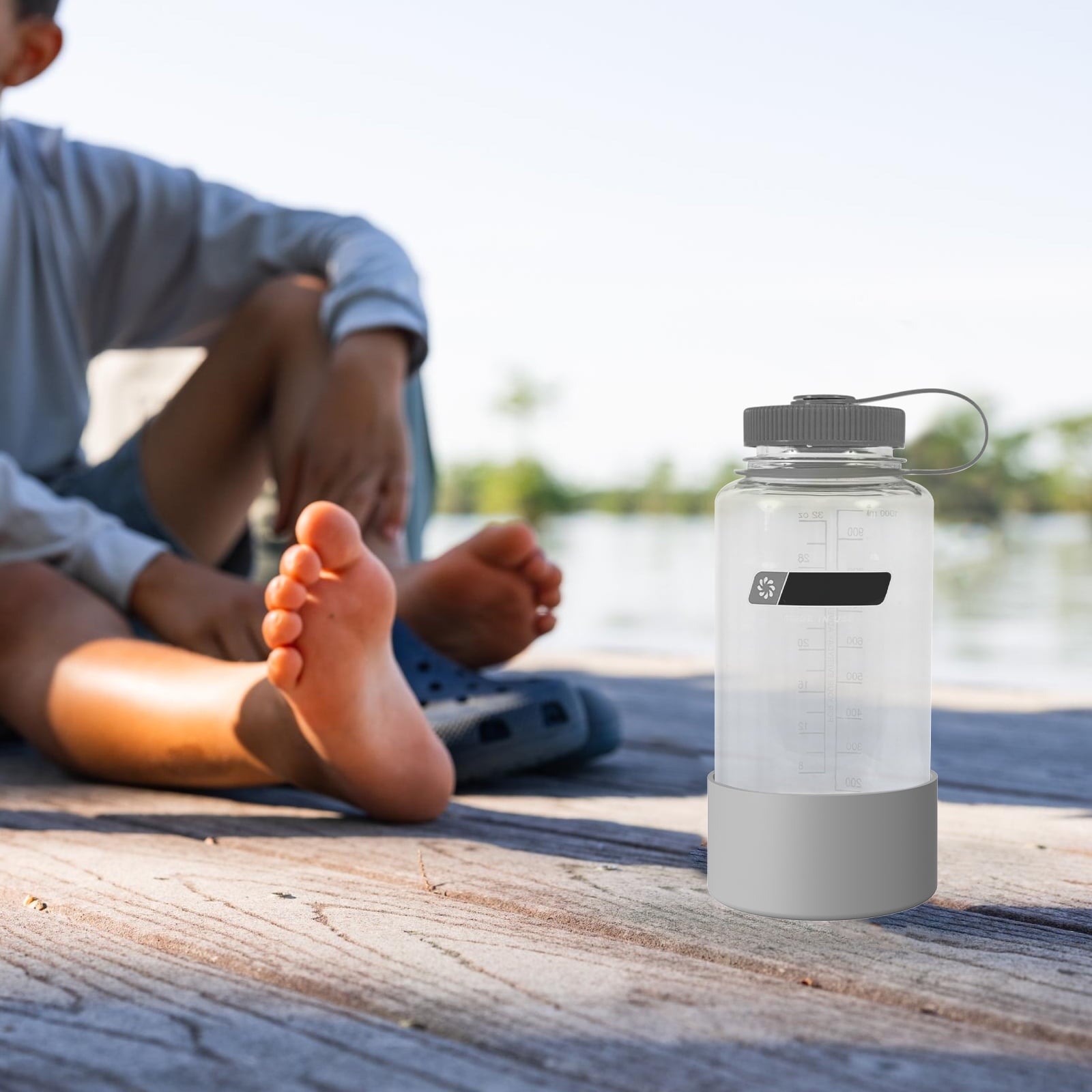 Linkidea 2 Pack Water Bottle Boot Compatible with Nalgene Sustain Wide Mouth 32oz/48oz, Narrow Mouth 32oz, Silicone Anti-Slip Bottle Bottom Bumper Protector (Grey) QT73