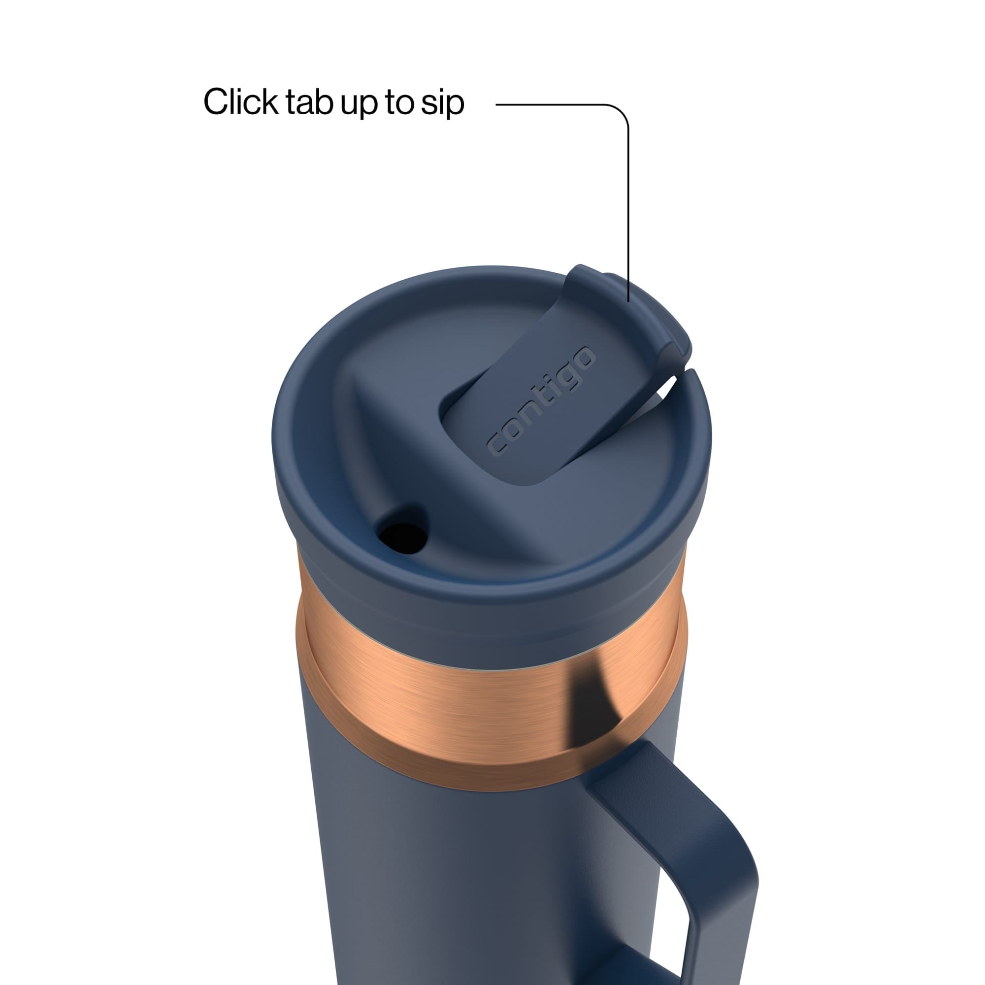 Contigo SnapSeal Leakproof Stainless Steel Reusable Water Bottle Tumbler with Side Handle, Dark Blue/Bronze, 20 oz EL1O