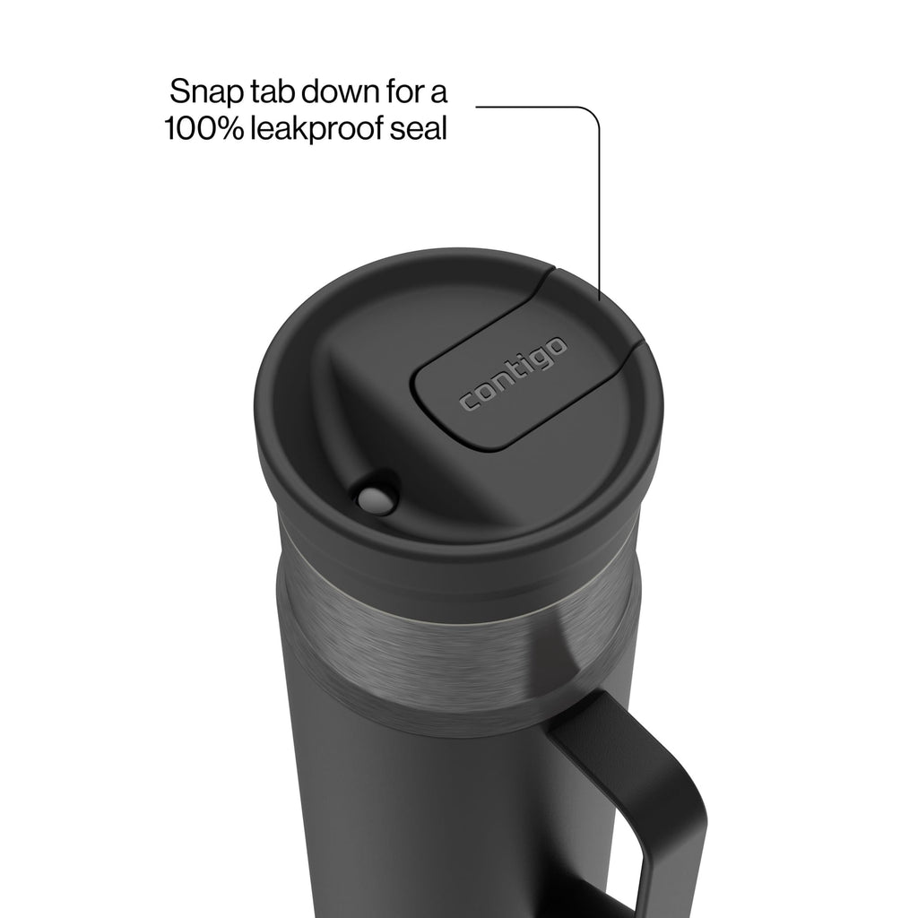 Contigo SnapSeal Leakproof Stainless Steel Reusable Water Bottle Tumbler with Side Handle, Dark Blue/Bronze, 20 oz EL1O