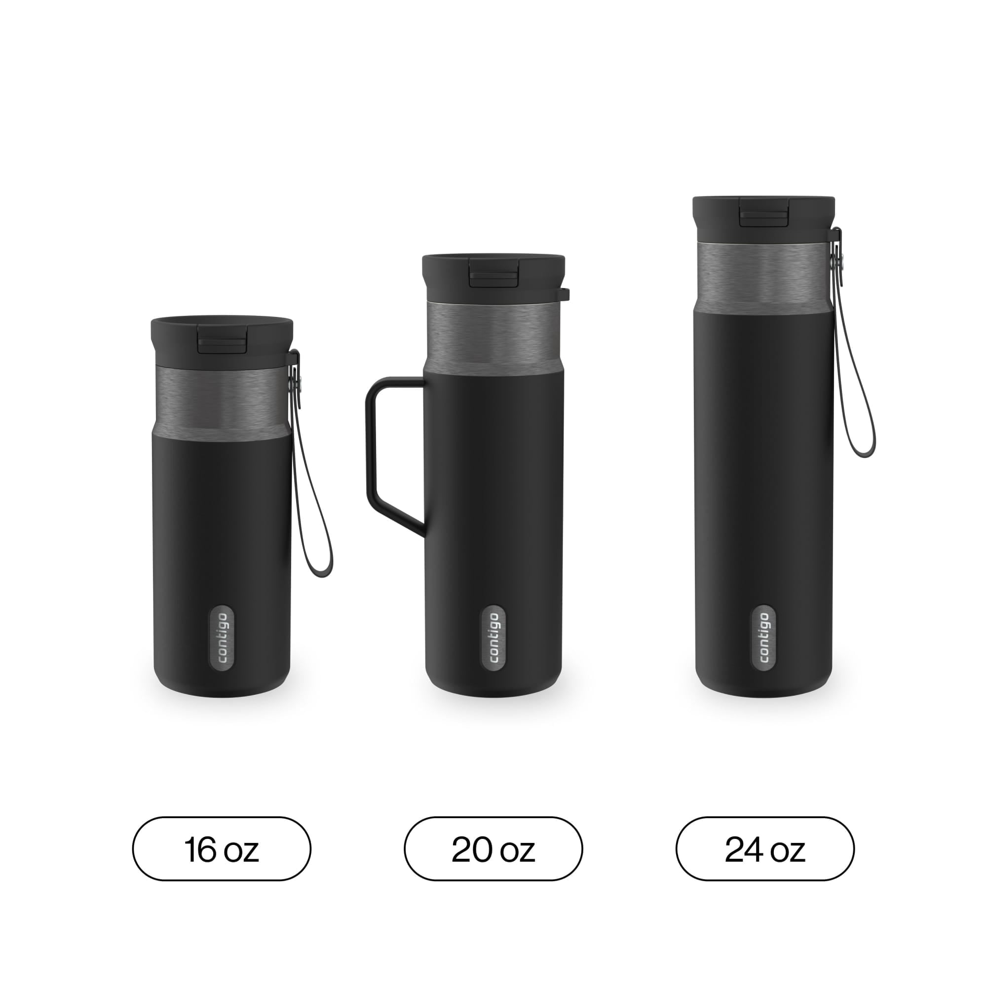 Contigo SnapSeal Leakproof Stainless Steel Reusable Water Bottle Tumbler with Side Handle, Dark Blue/Bronze, 20 oz EL1O