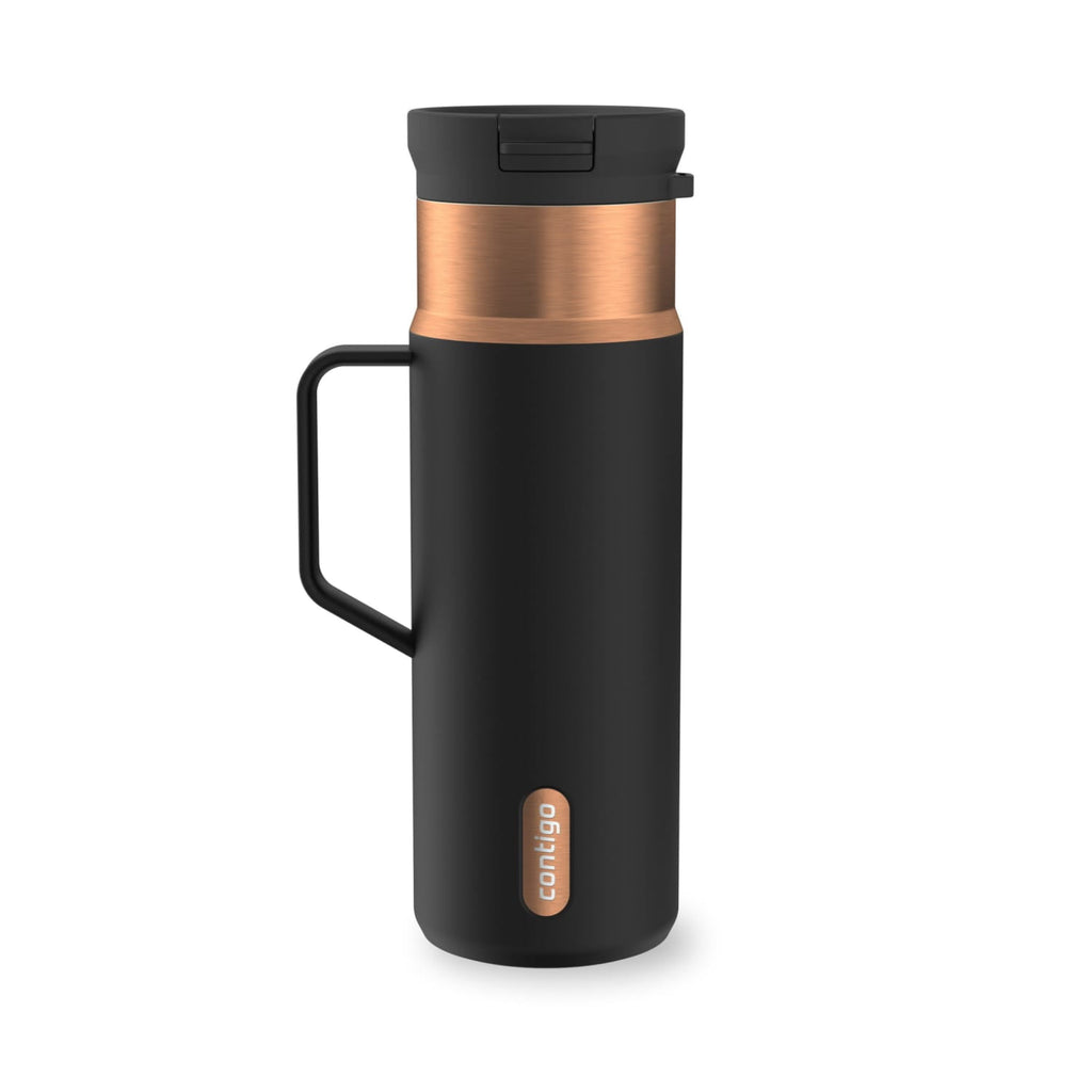 Contigo SnapSeal Leakproof Stainless Steel Reusable Water Bottle Tumbler with Side Handle, Dark Blue/Bronze, 20 oz EL1O
