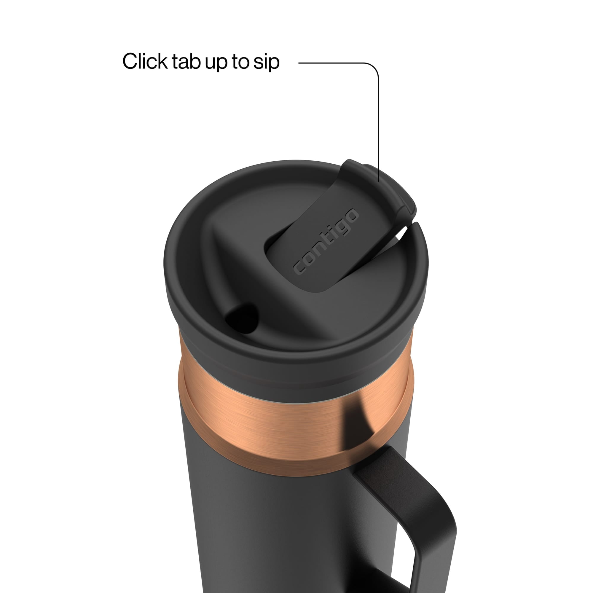 Contigo SnapSeal Leakproof Stainless Steel Reusable Water Bottle Tumbler with Side Handle, Dark Blue/Bronze, 20 oz EL1O