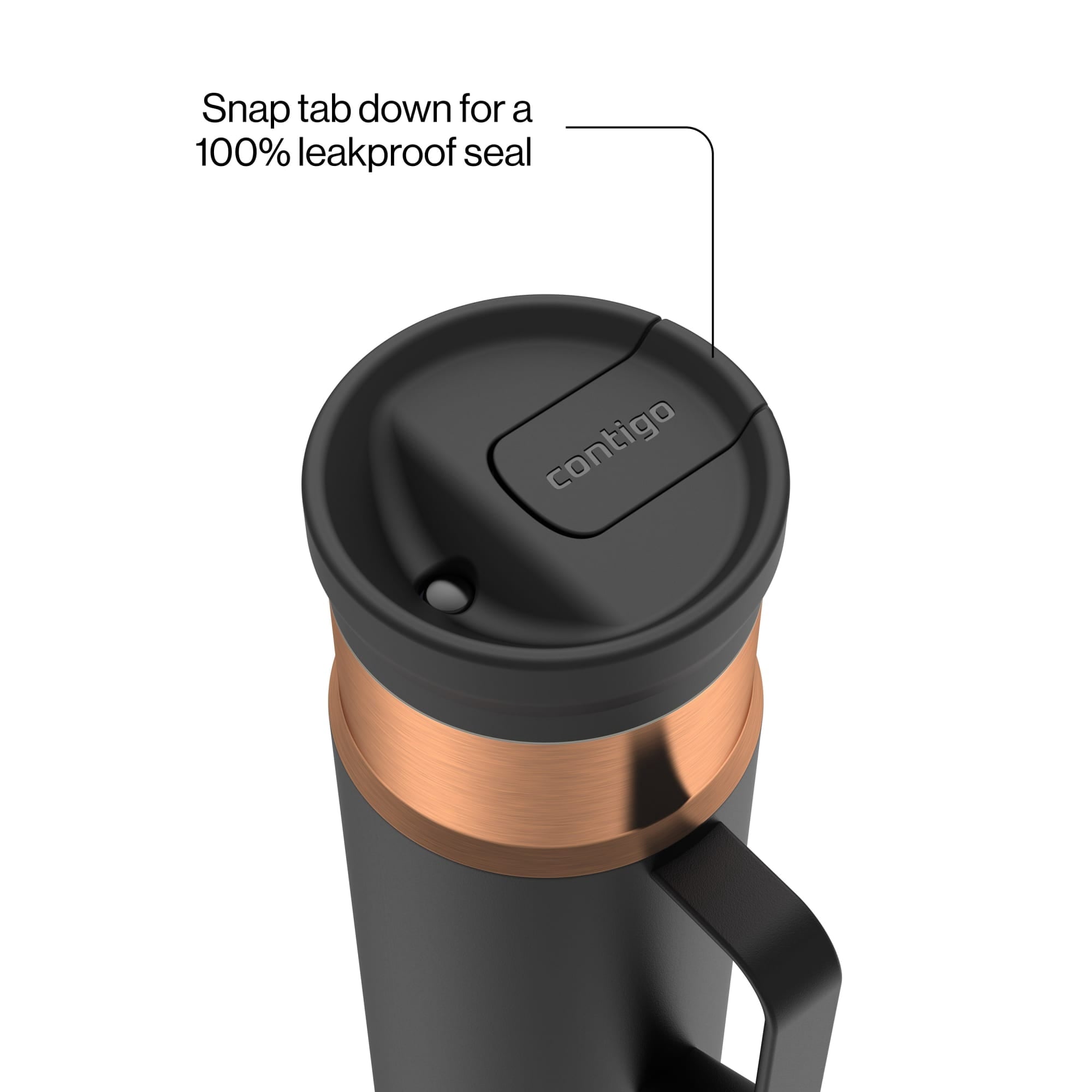 Contigo SnapSeal Leakproof Stainless Steel Reusable Water Bottle Tumbler with Side Handle, Dark Blue/Bronze, 20 oz EL1O