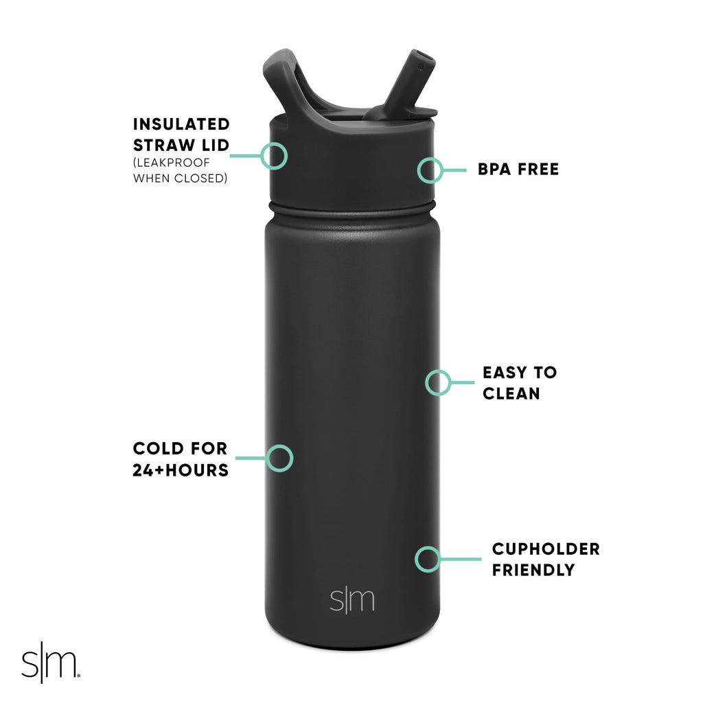 Simple Modern Summit Water Bottle Straw Lid Vacuum Insulated Stainless Steel Bottle | 18 fl oz 3NMA