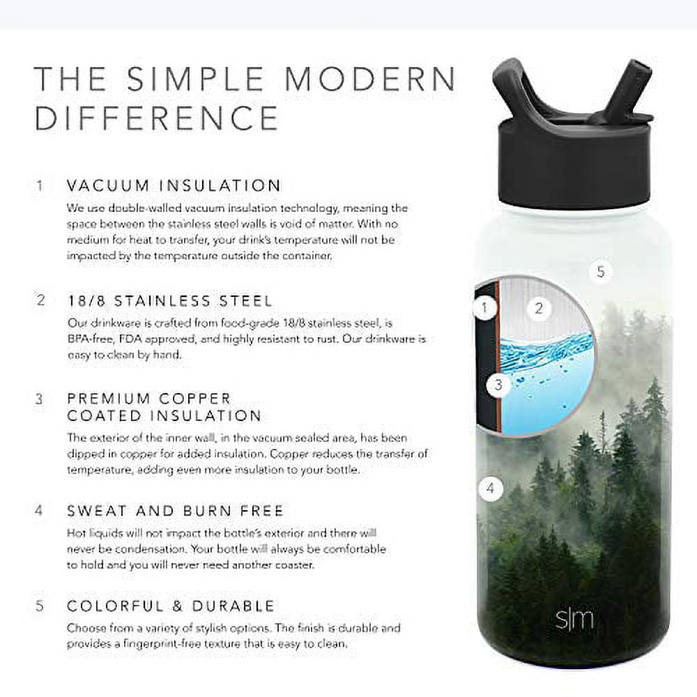 Simple Modern Summit Water Bottle Straw Lid Vacuum Insulated Stainless Steel Bottle | 18 fl oz 3NMA