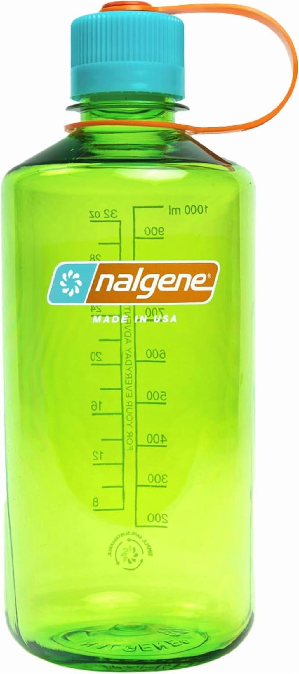 Nalgene Sustain Tritan BPA-Free Water Bottle Made with Material Derived from 50% Plastic Waste, 32 OZ, Narrow Mouth, Pear 8SVB