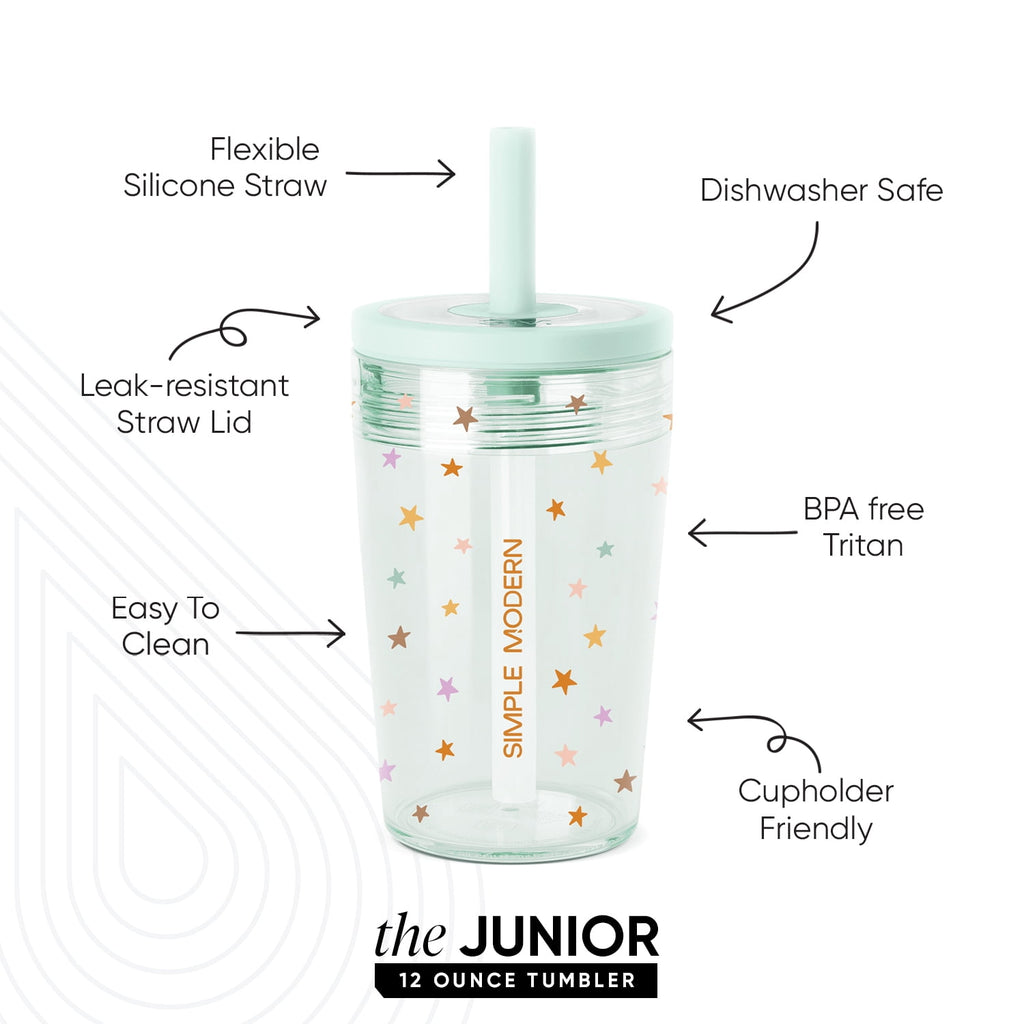 Simple Modern 12 fl oz Tritan Plastic Junior Tumbler with Silicone Straw Lid for Toddlers | Stars BBU4