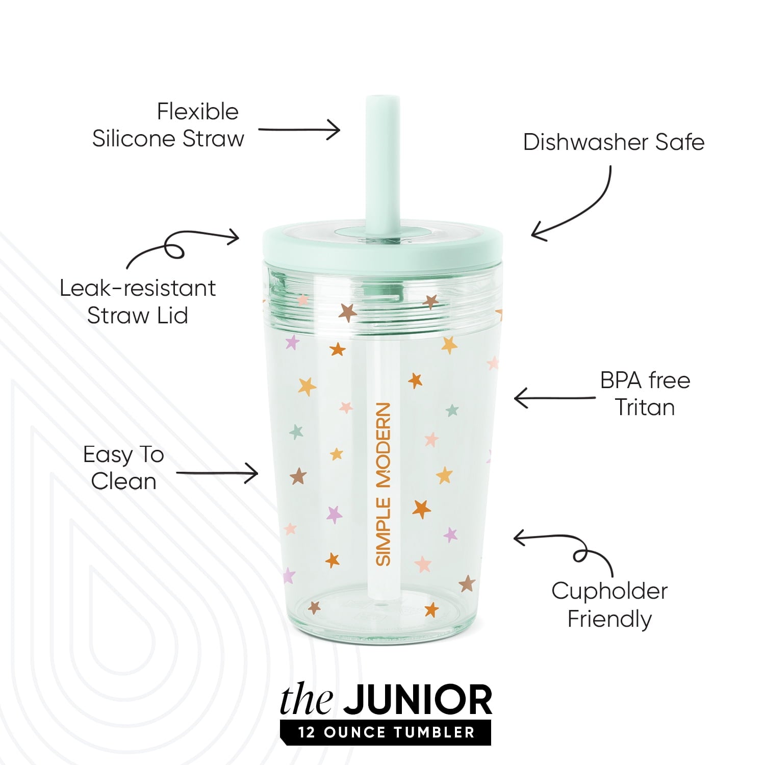 Simple Modern 12 fl oz Tritan Plastic Junior Tumbler with Silicone Straw Lid for Toddlers | Stars BBU4