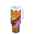 30 oz Insulated Stainless Steel Tumbler Double Wall Stainless Steel Tumbler with 2-Way Drinking Colorful Butterfly Flying 1SN8