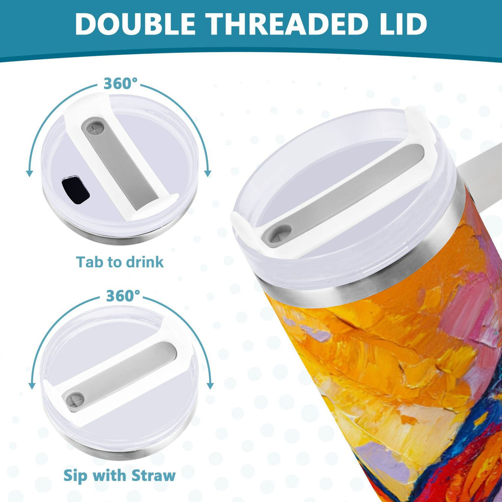 30 oz Insulated Stainless Steel Tumbler Double Wall Stainless Steel Tumbler with 2-Way Drinking Colorful Butterfly Flying 1SN8