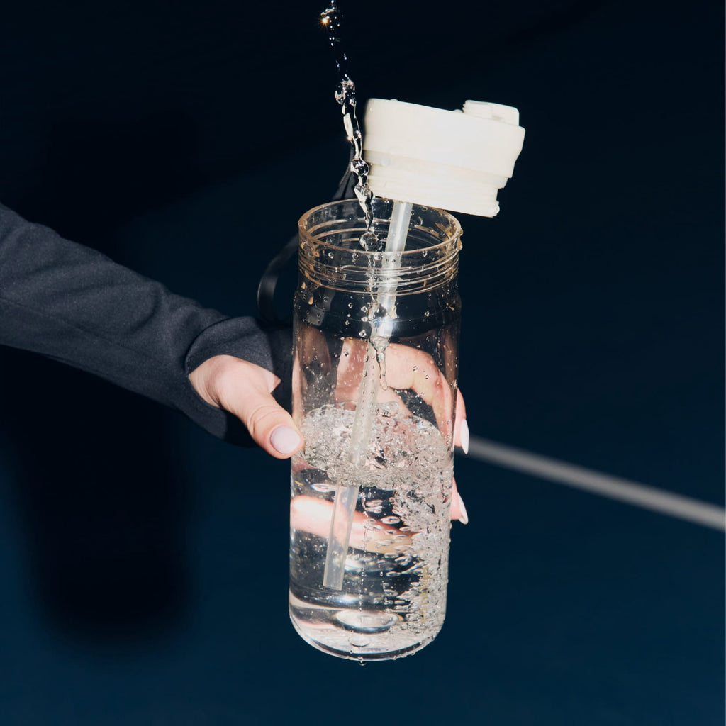 Contigo DualSip Leakproof Plastic Reusable Water Bottle with Carrying Strap, Black/Clear, 24 oz C8QF