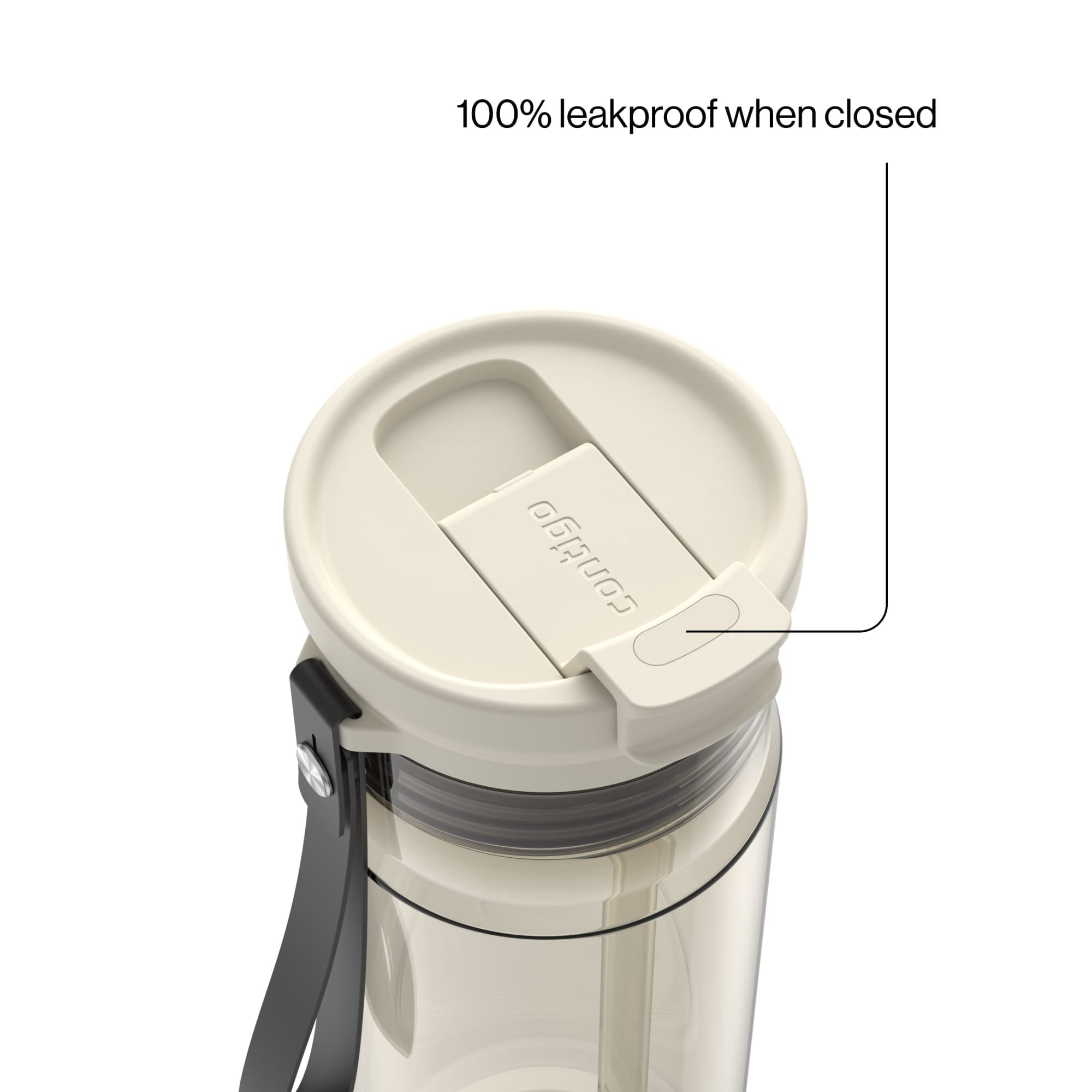Contigo DualSip Leakproof Plastic Reusable Water Bottle with Carrying Strap, Black/Clear, 24 oz C8QF