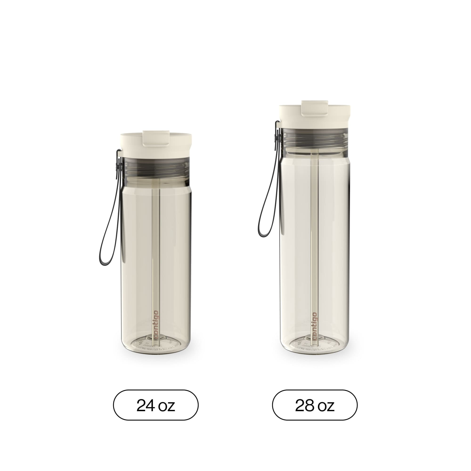 Contigo DualSip Leakproof Plastic Reusable Water Bottle with Carrying Strap, Black/Clear, 24 oz C8QF