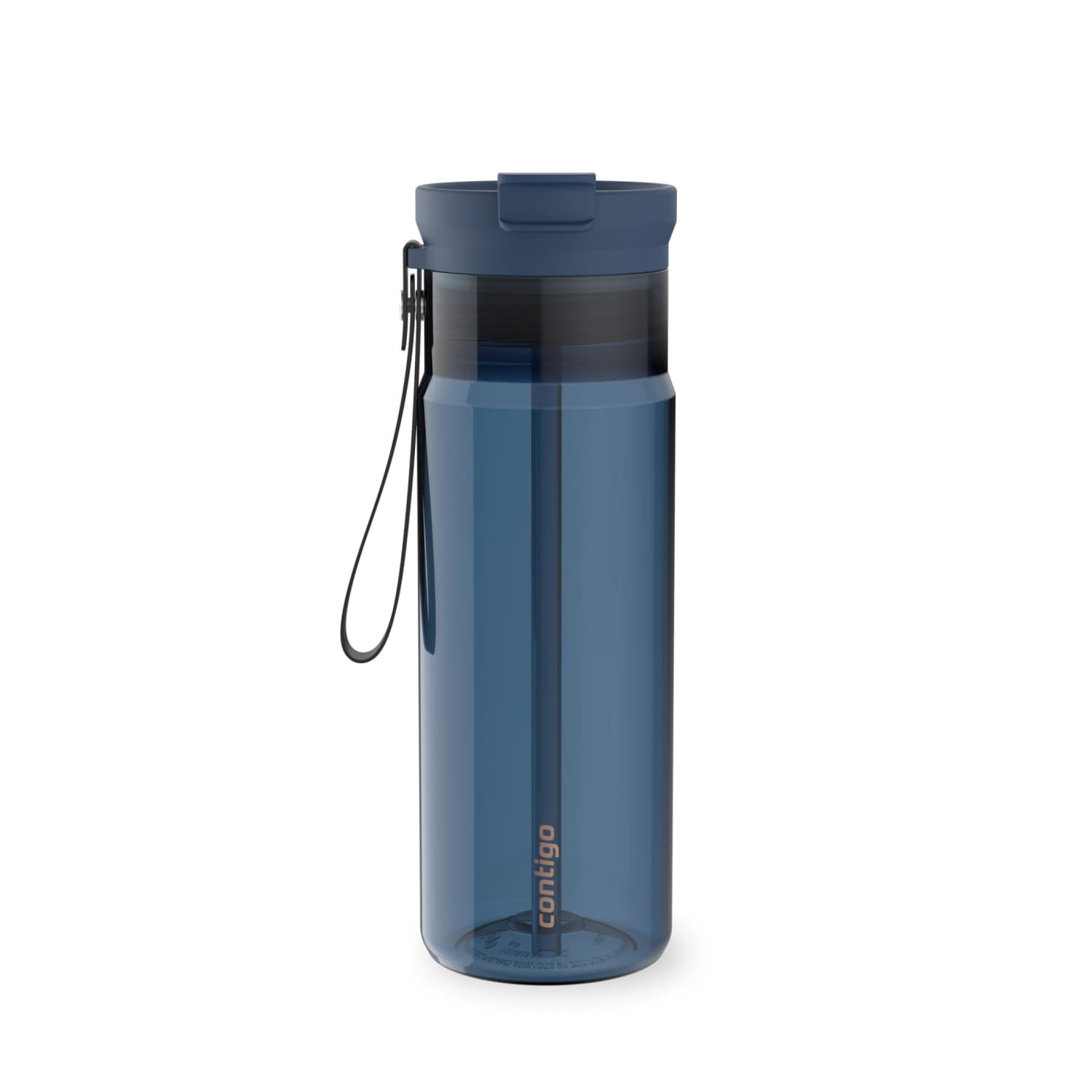 Contigo DualSip Leakproof Plastic Reusable Water Bottle with Carrying Strap, Black/Clear, 24 oz C8QF