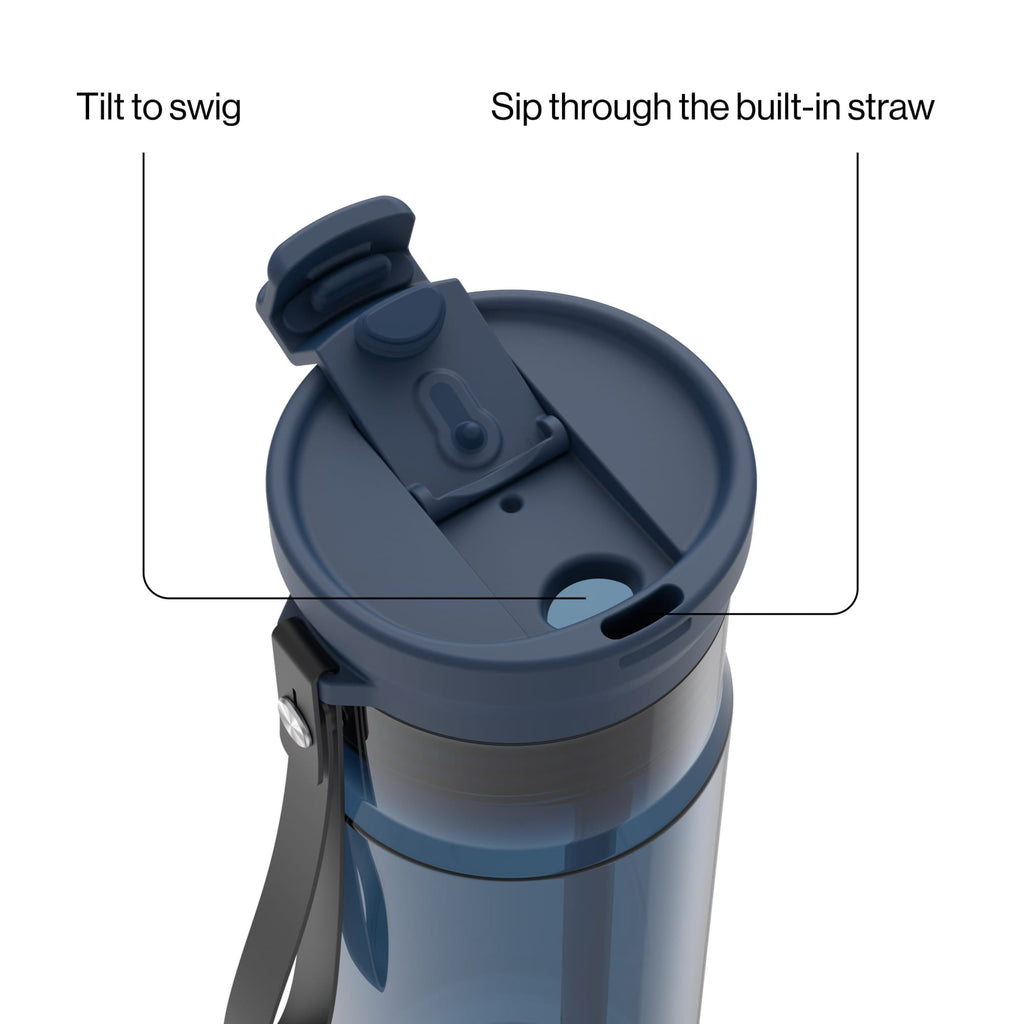 Contigo DualSip Leakproof Plastic Reusable Water Bottle with Carrying Strap, Black/Clear, 24 oz C8QF