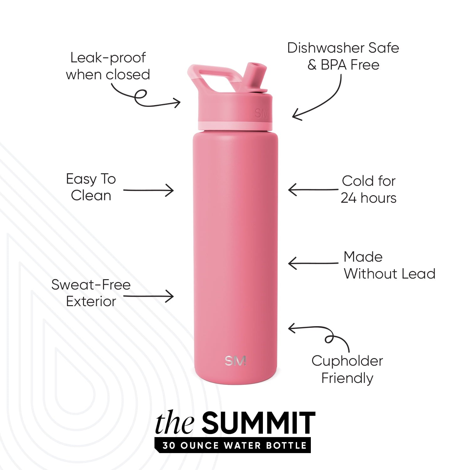 Simple Modern 30 fl oz Insulated Stainless Steel Summit Wide Mouth Water Bottle with Straw Lid | Slumberland S514