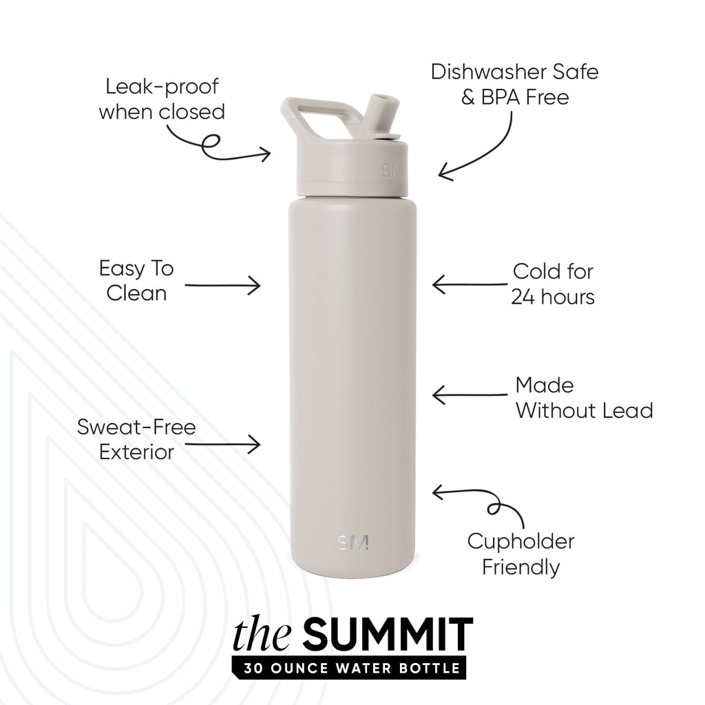 Simple Modern 30 fl oz Insulated Stainless Steel Summit Wide Mouth Water Bottle with Straw Lid | Slumberland S514