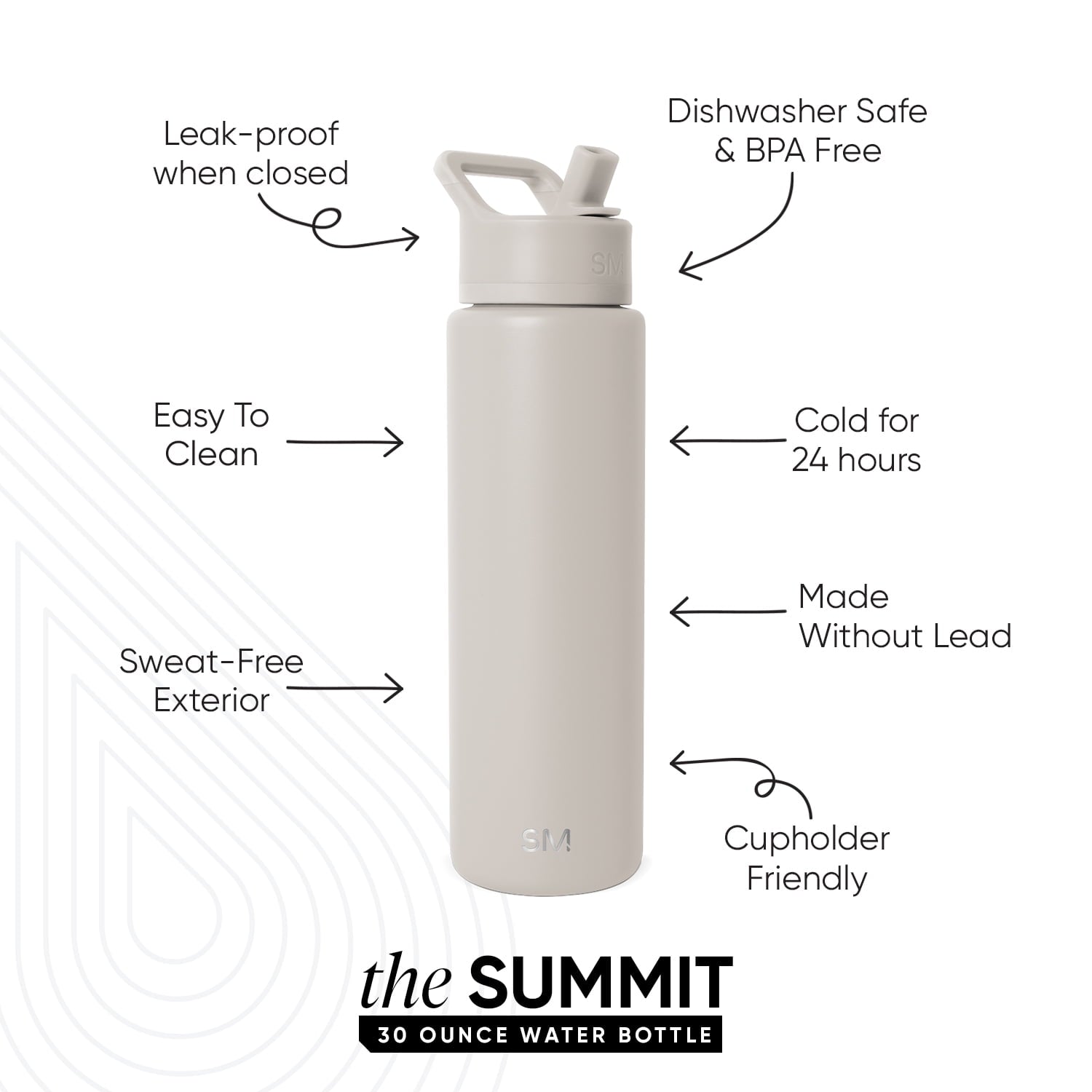 Simple Modern 30 fl oz Insulated Stainless Steel Summit Wide Mouth Water Bottle with Straw Lid | Slumberland S514