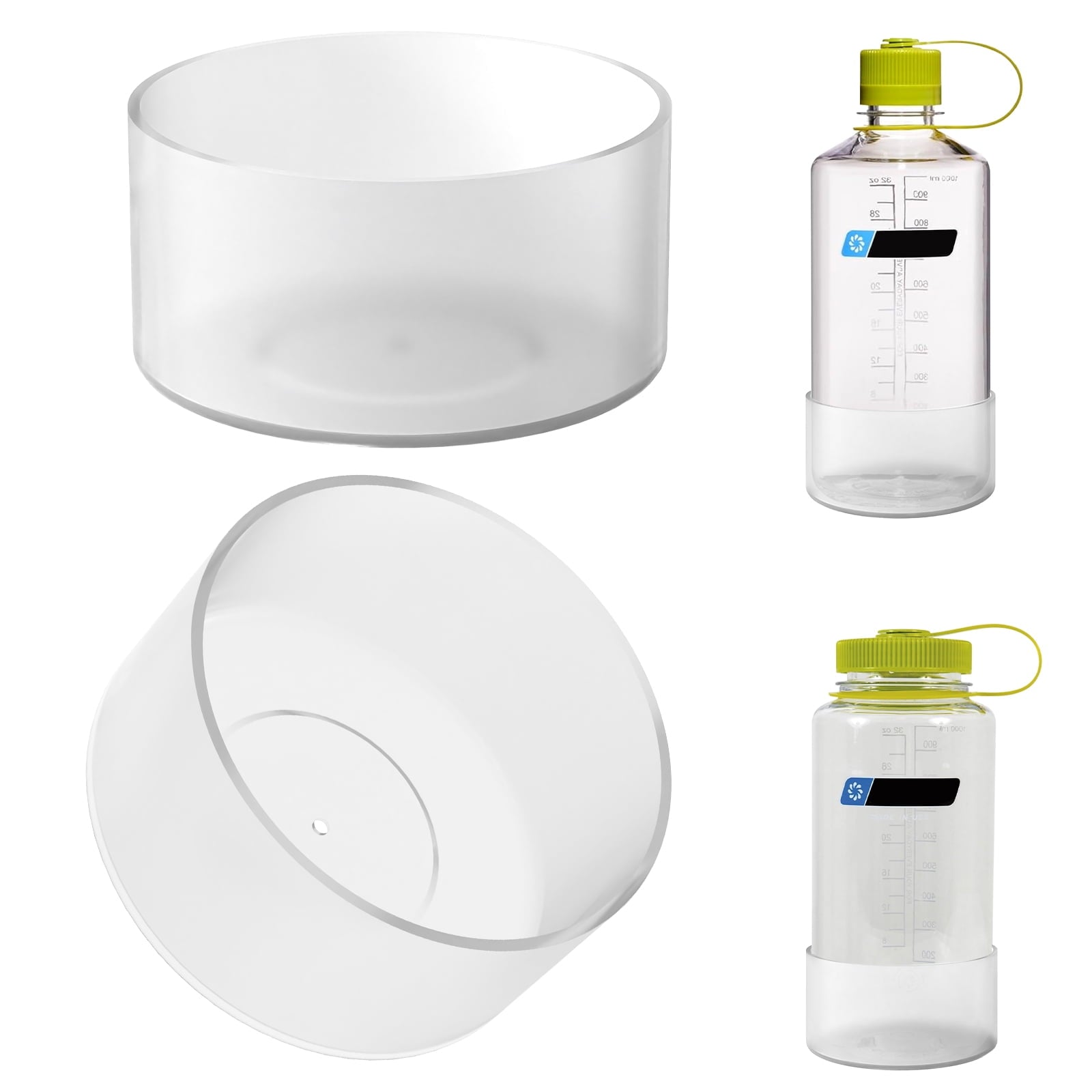 Linkidea 2 Pack Water Bottle Boot Compatible with Nalgene Sustain Wide Mouth 32oz/48oz, Narrow Mouth 32oz, Silicone Anti-Slip Bottle Bottom Bumper Protector (Clear White) 7T6K