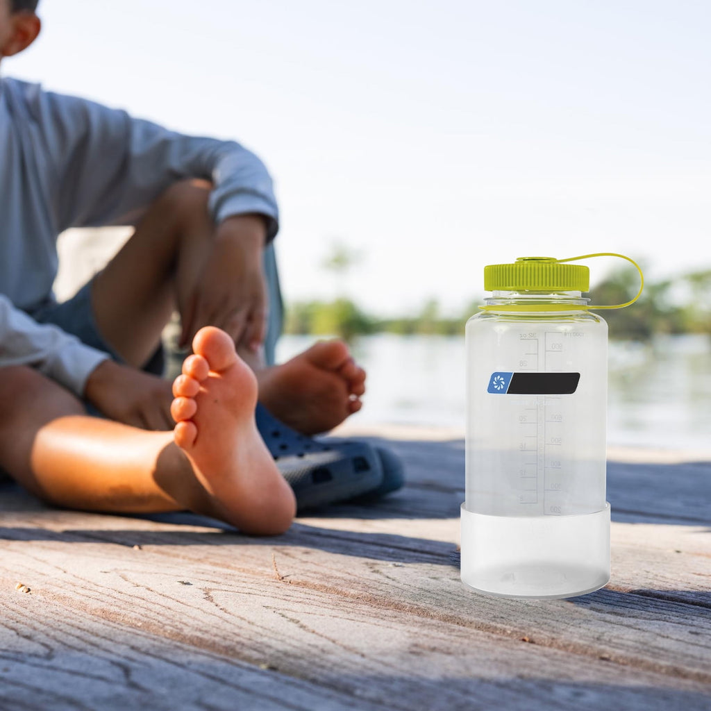 Linkidea 2 Pack Water Bottle Boot Compatible with Nalgene Sustain Wide Mouth 32oz/48oz, Narrow Mouth 32oz, Silicone Anti-Slip Bottle Bottom Bumper Protector (Clear White) 7T6K