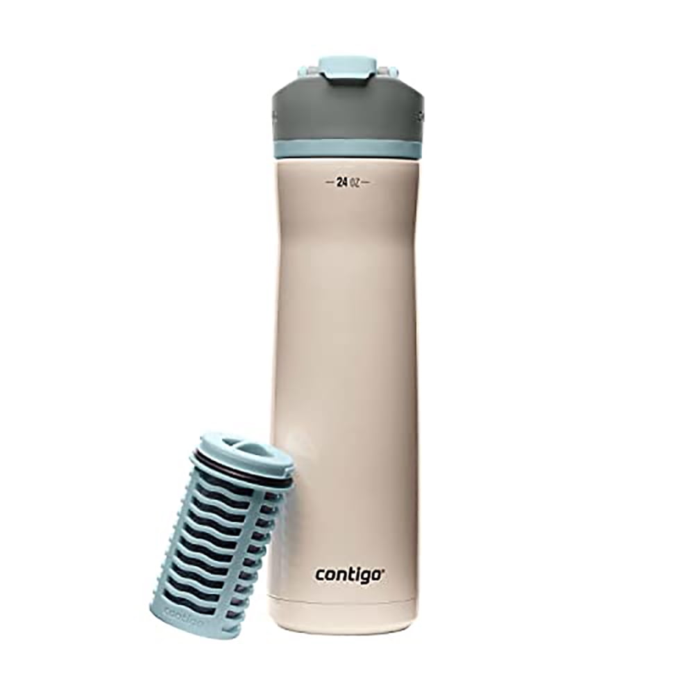 Contigo Clybourn Chill Stainless Steel FreeFlow Filter Water Bottle with AUTOSEAL, 24oz Salt O8UU