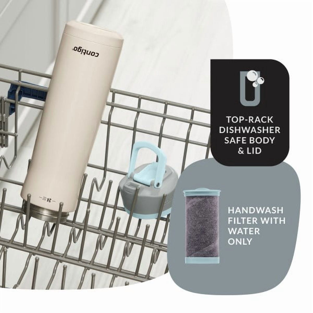 Contigo Clybourn Chill Stainless Steel FreeFlow Filter Water Bottle with AUTOSEAL, 24oz Salt O8UU