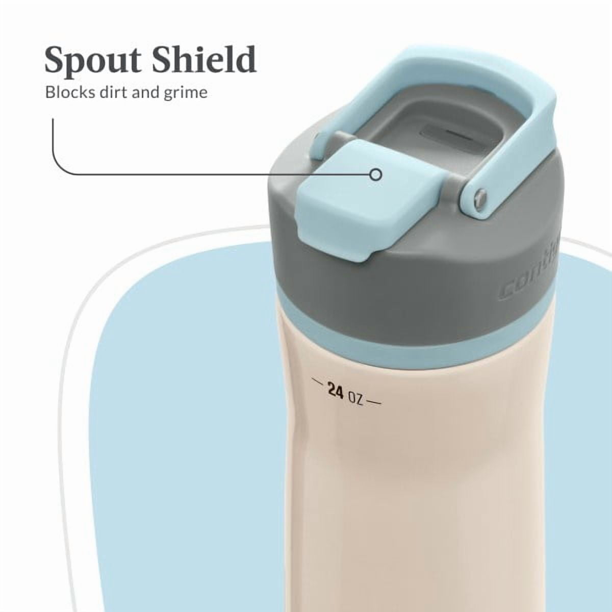 Contigo Clybourn Chill Stainless Steel FreeFlow Filter Water Bottle with AUTOSEAL, 24oz Salt O8UU