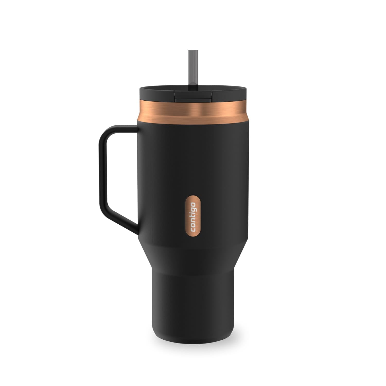Contigo SnapSeal Leakproof Stainless Steel Reusable Water Bottle Tumbler with Side Handle, Black/Bronze, 30 oz 8Z9N