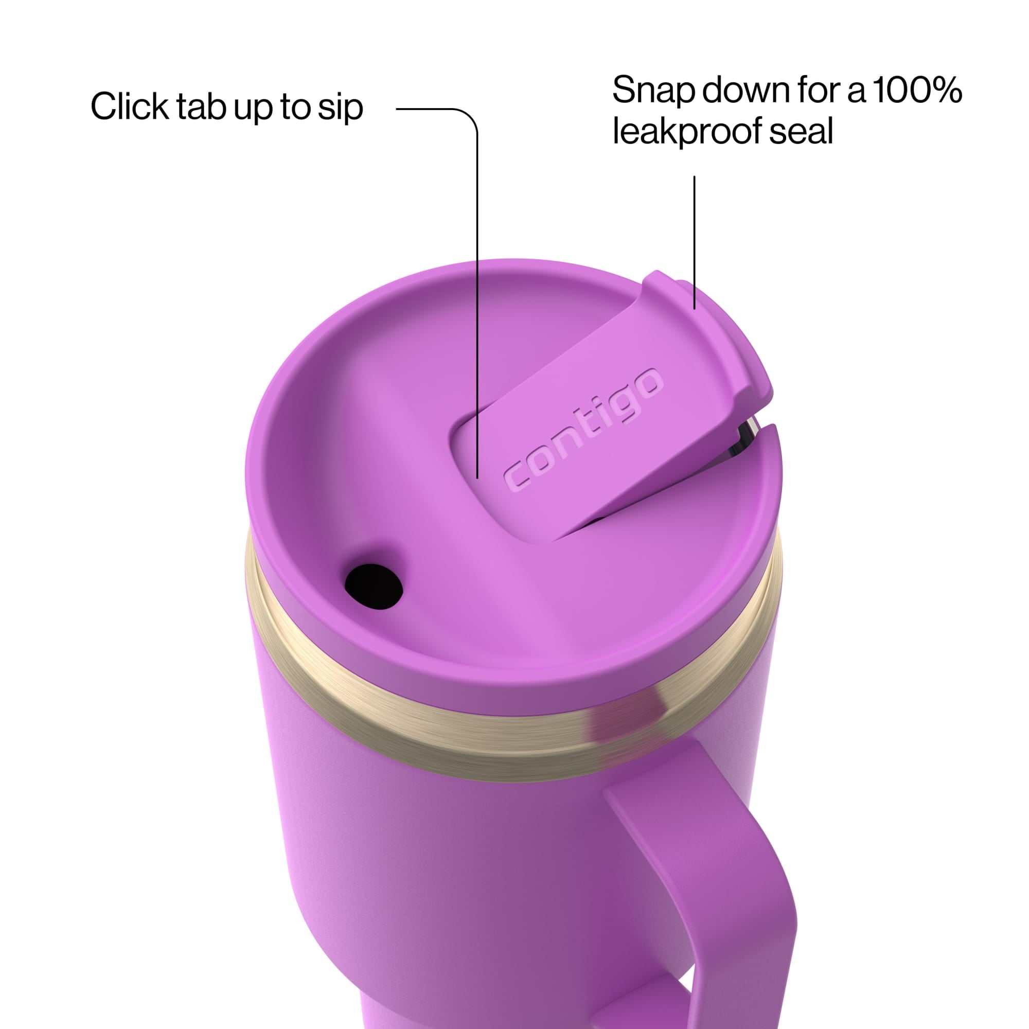 Contigo SnapSeal Leakproof Stainless Steel Reusable Water Bottle Tumbler with Side Handle, Black/Bronze, 30 oz 8Z9N