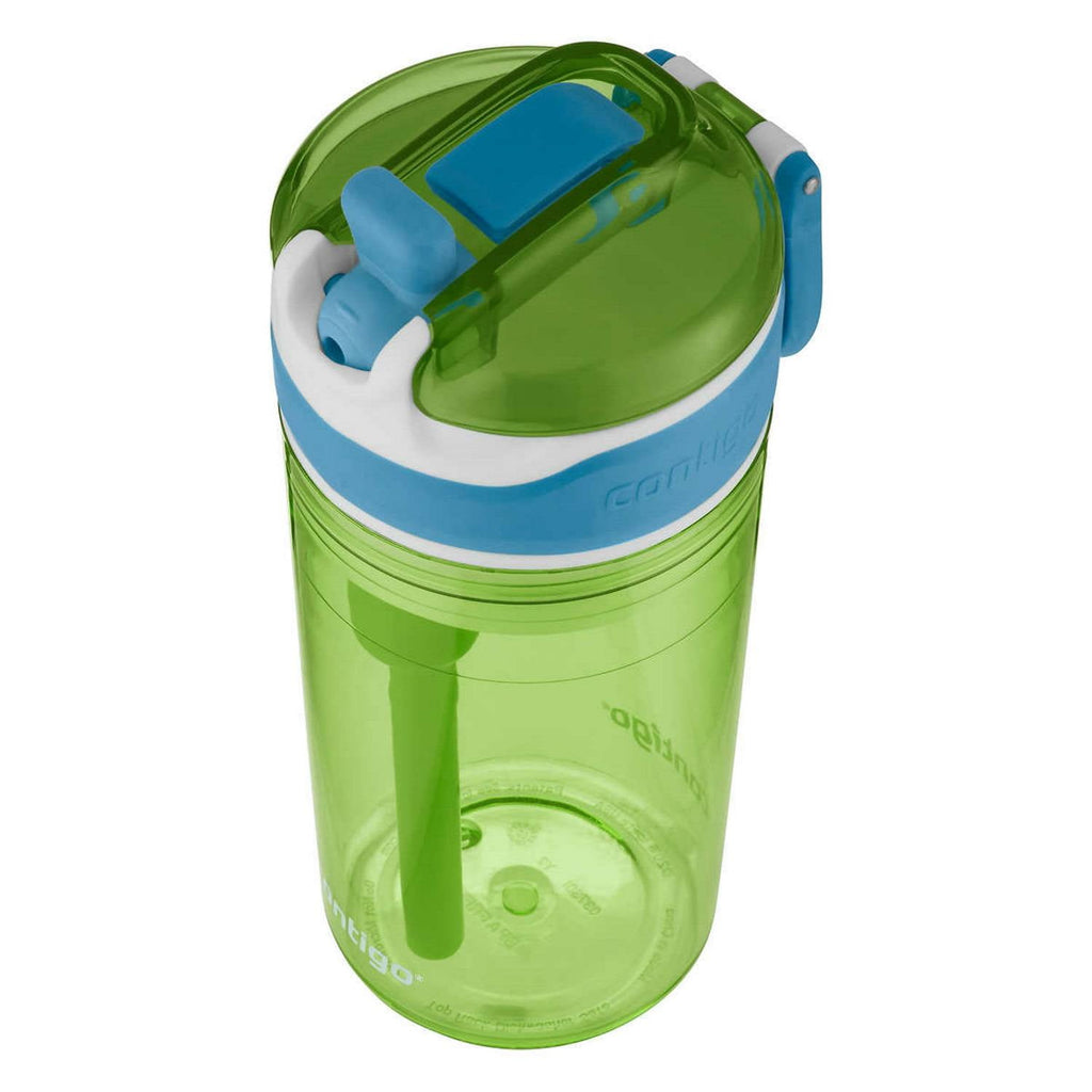 Contigo Kids 2-in-1 Snack Hero Tumbler Featuring 4oz Snack Holder Stacked on Top of 13oz Water Bottle - BPA Free, Durable Tritan w/Flexible Carry Handle &amp; Spill-Proof Valve, Green &amp; Blue – 2 Pack S420