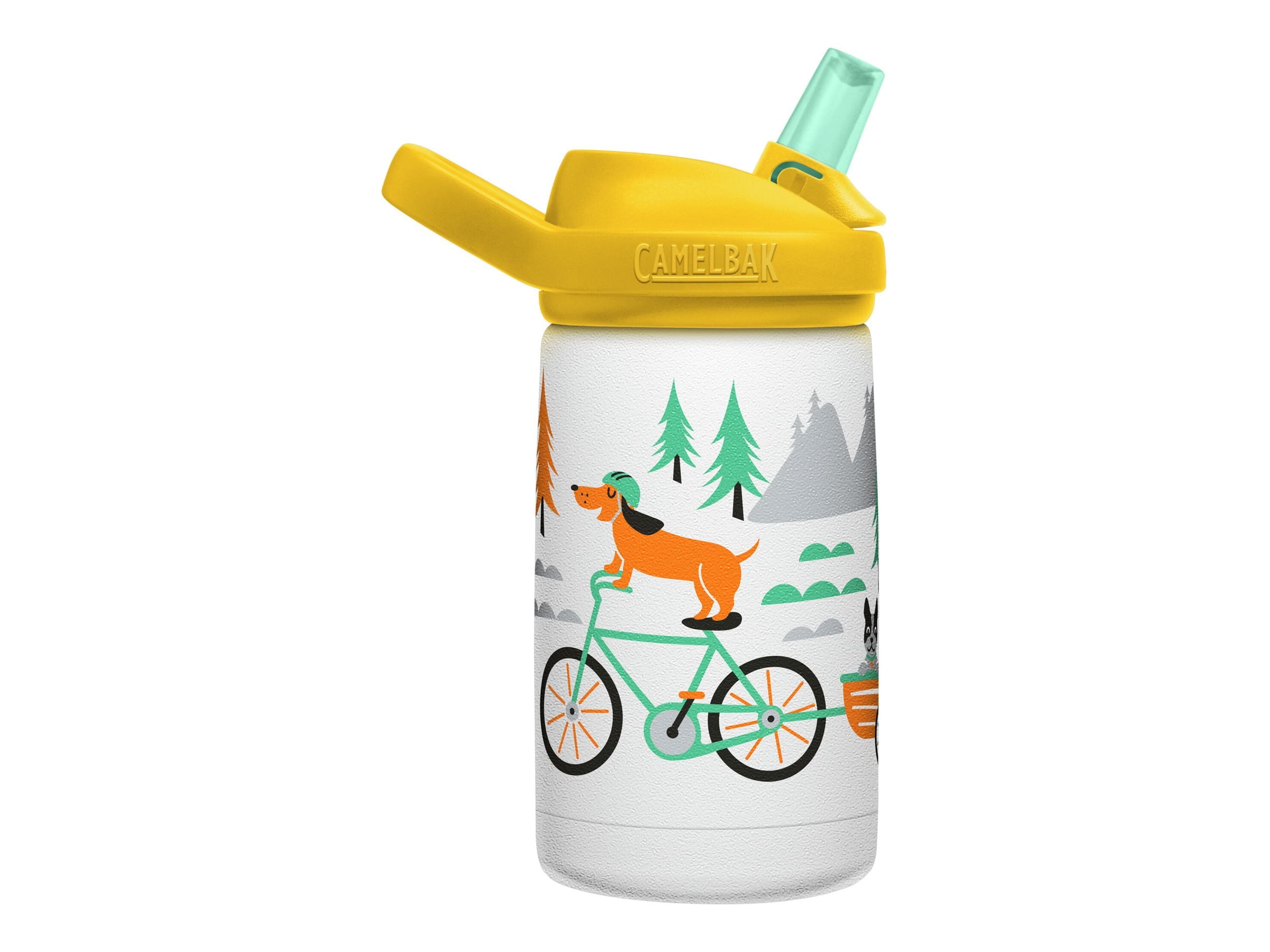 CamelBak Eddy+ Kids - Water bottle - Size 4.25 in x 2.91 in - Height 6.5 in - 12 fl.oz - biking dogs 977H