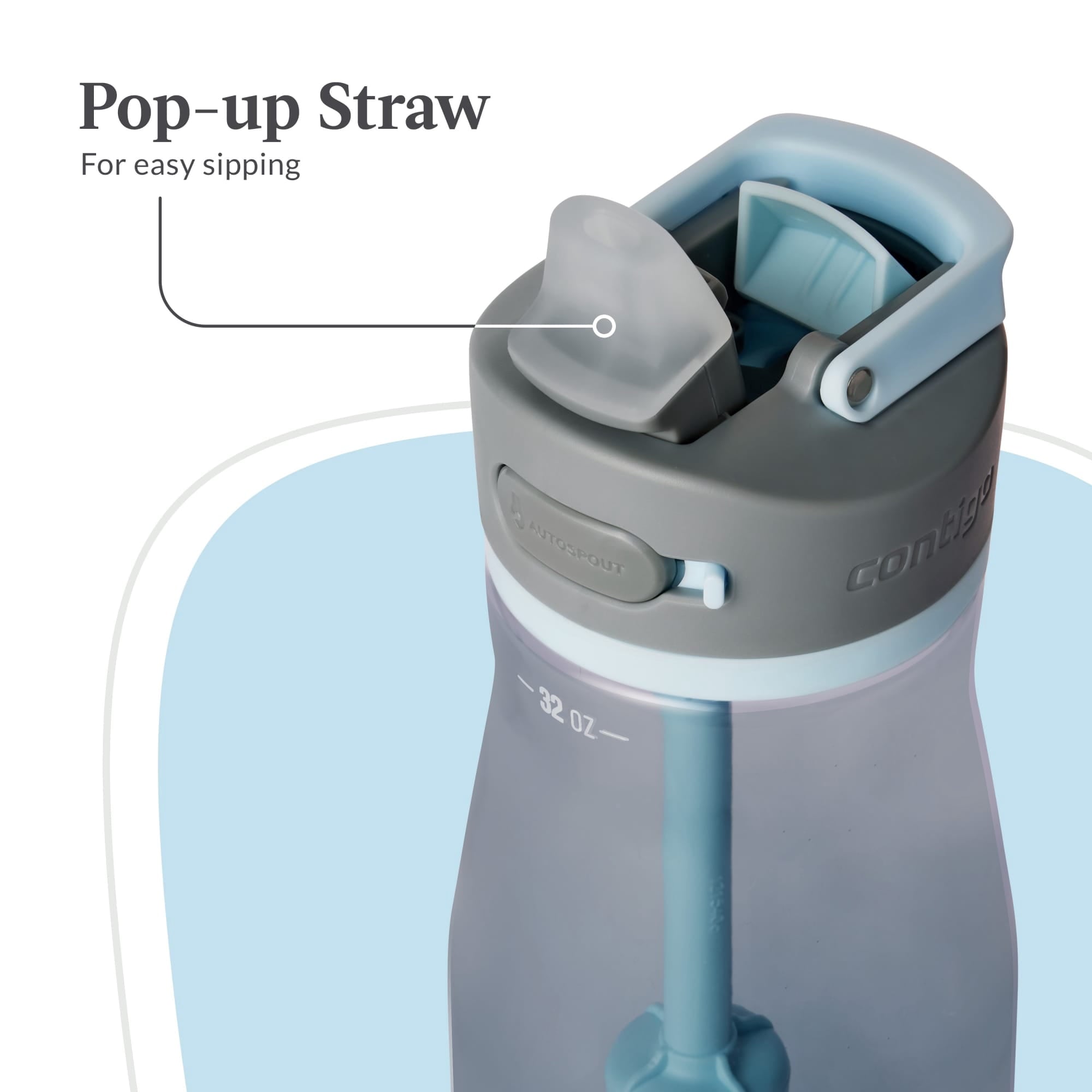 Contigo Wells Plastic Filter Water Bottle with AUTOSPOUT Straw Lid, 32 oz., Dark Ice 1YH4