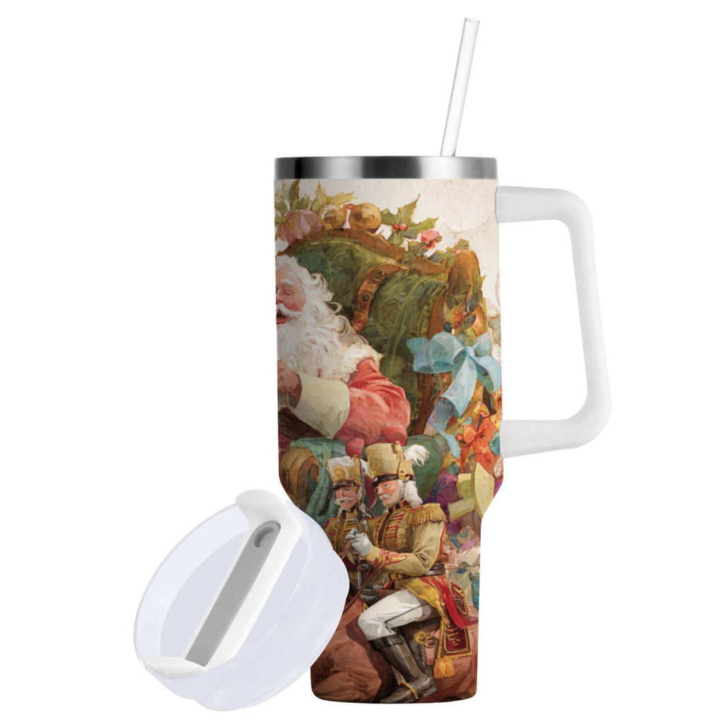 30 oz Insulated Stainless Steel Tumbler Double Wall Stainless Steel Tumbler with 2-Way Drinking Santa Claus Sitting in Chair 84AZ