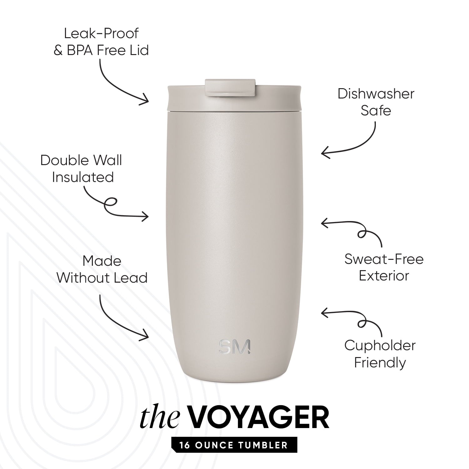 Simple Modern 16 fl oz Insulated Stainless Steel Voyager Coffee Tumbler with Insulated Flip Lid 5UBE