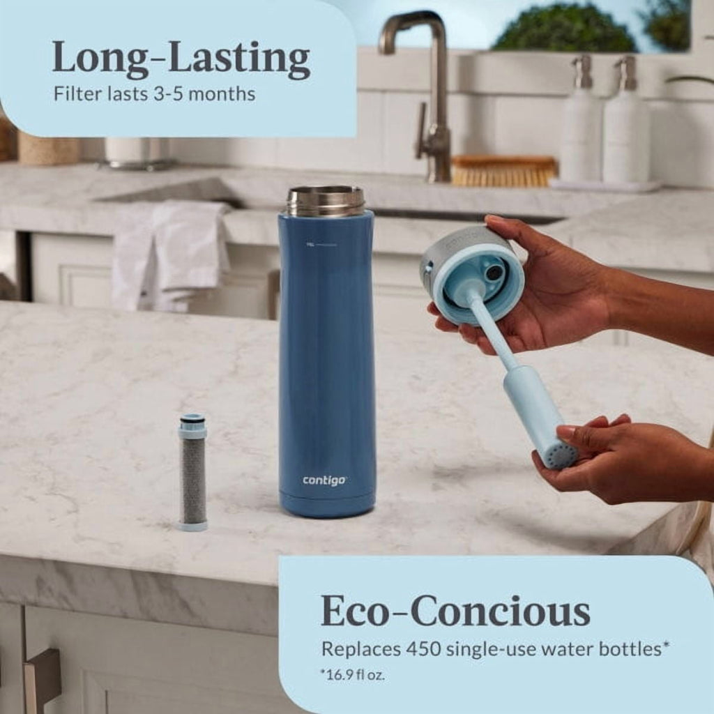 Contigo 24 oz. Wells Chill Stainless Steel Filter Bottle w/ Filters - Dark Ice 5I40