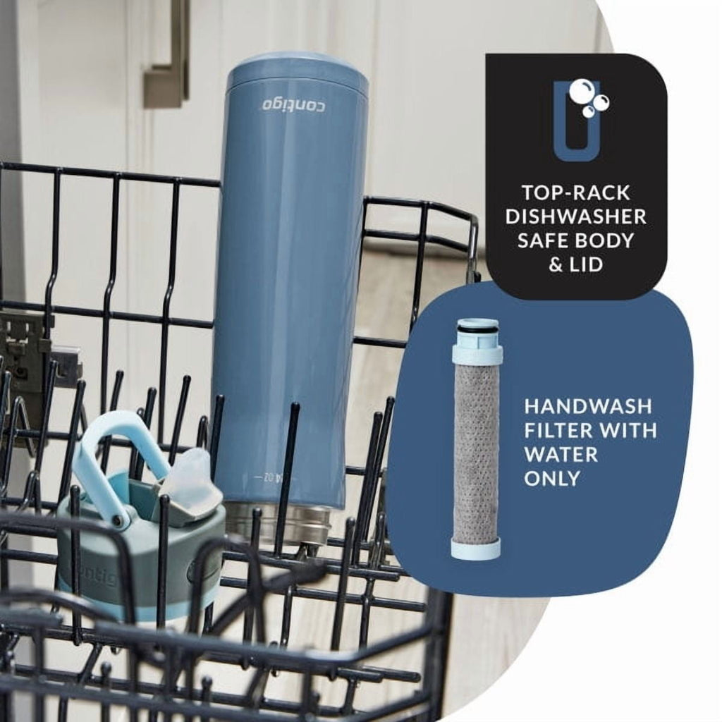 Contigo 24 oz. Wells Chill Stainless Steel Filter Bottle w/ Filters - Dark Ice 5I40